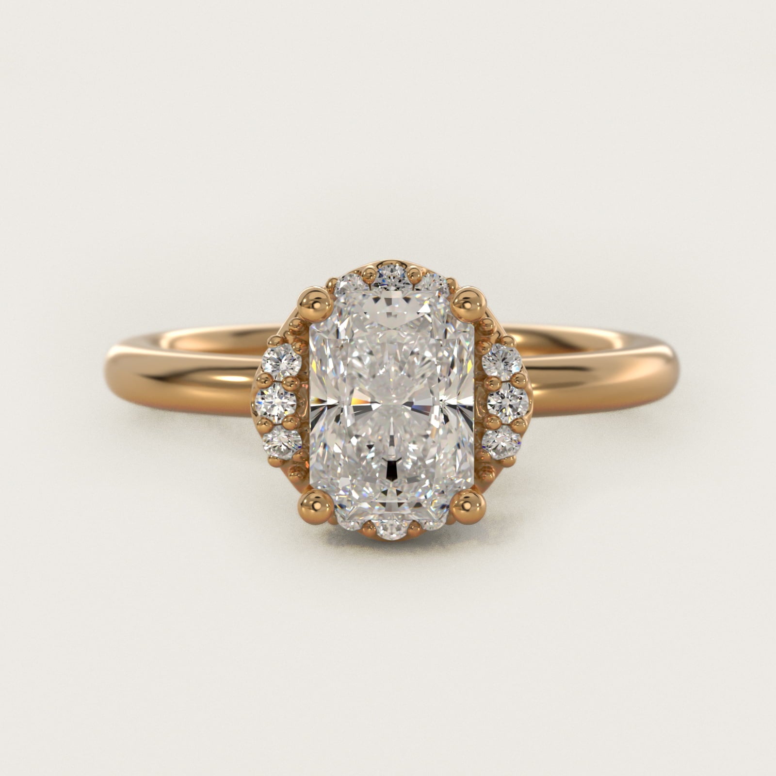 Petite Floral Halo Diamond Engagement Ring in 18k Yellow Gold (1/10 ct. tw.) - Radiant Center