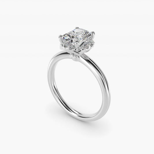 Petite Floral Halo Diamond Engagement Ring in Platinum (1/10 ct. tw.) - Radiant Center