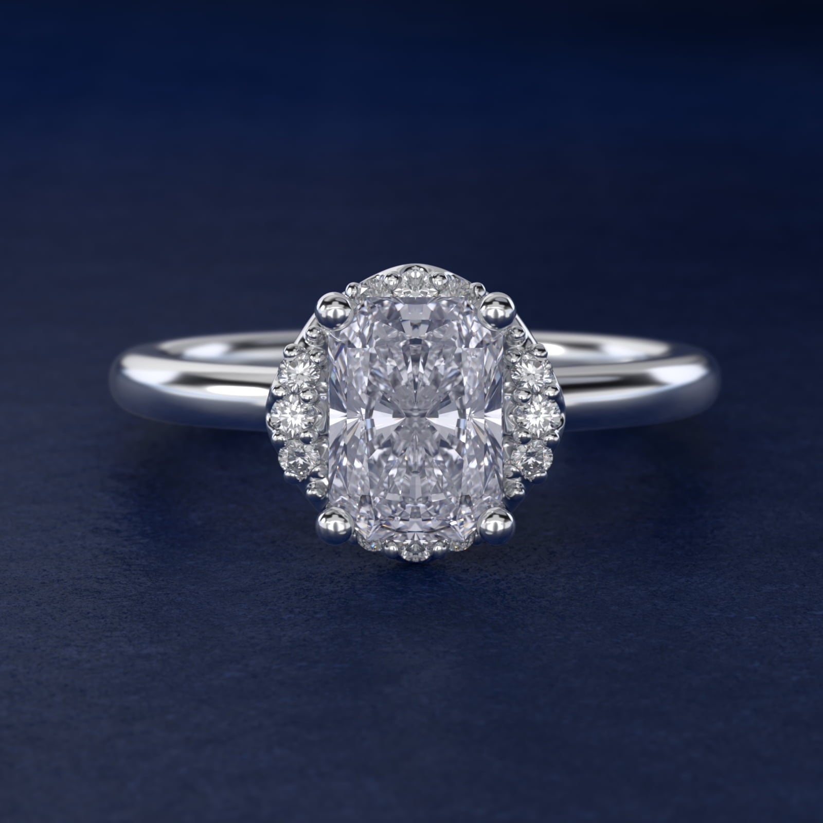 Petite Floral Halo Diamond Engagement Ring in Platinum (1/10 ct. tw.) - Radiant Center