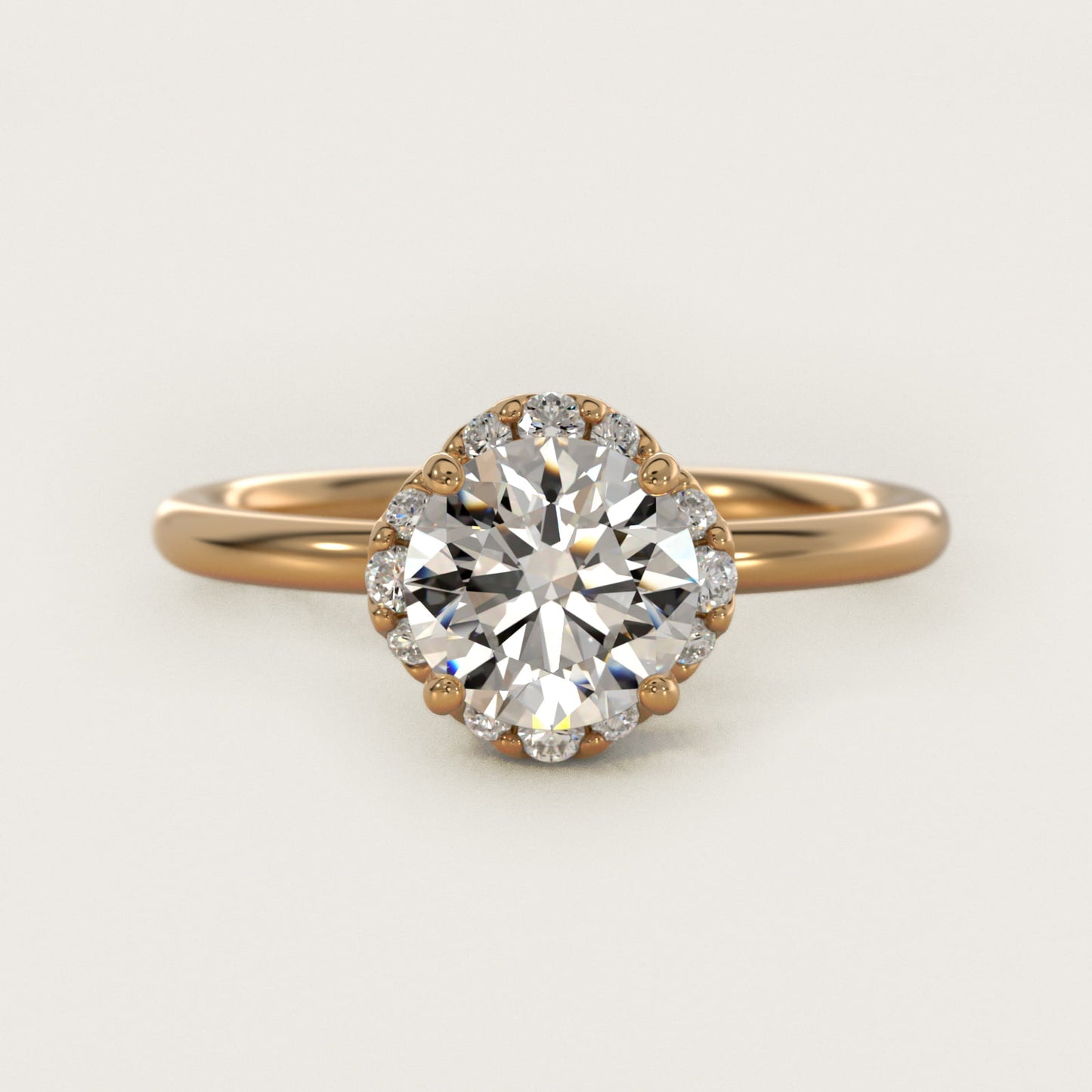 Petite Floral Halo Diamond Engagement Ring in 18k Yellow Gold (1/10 ct. tw.) - Round Center