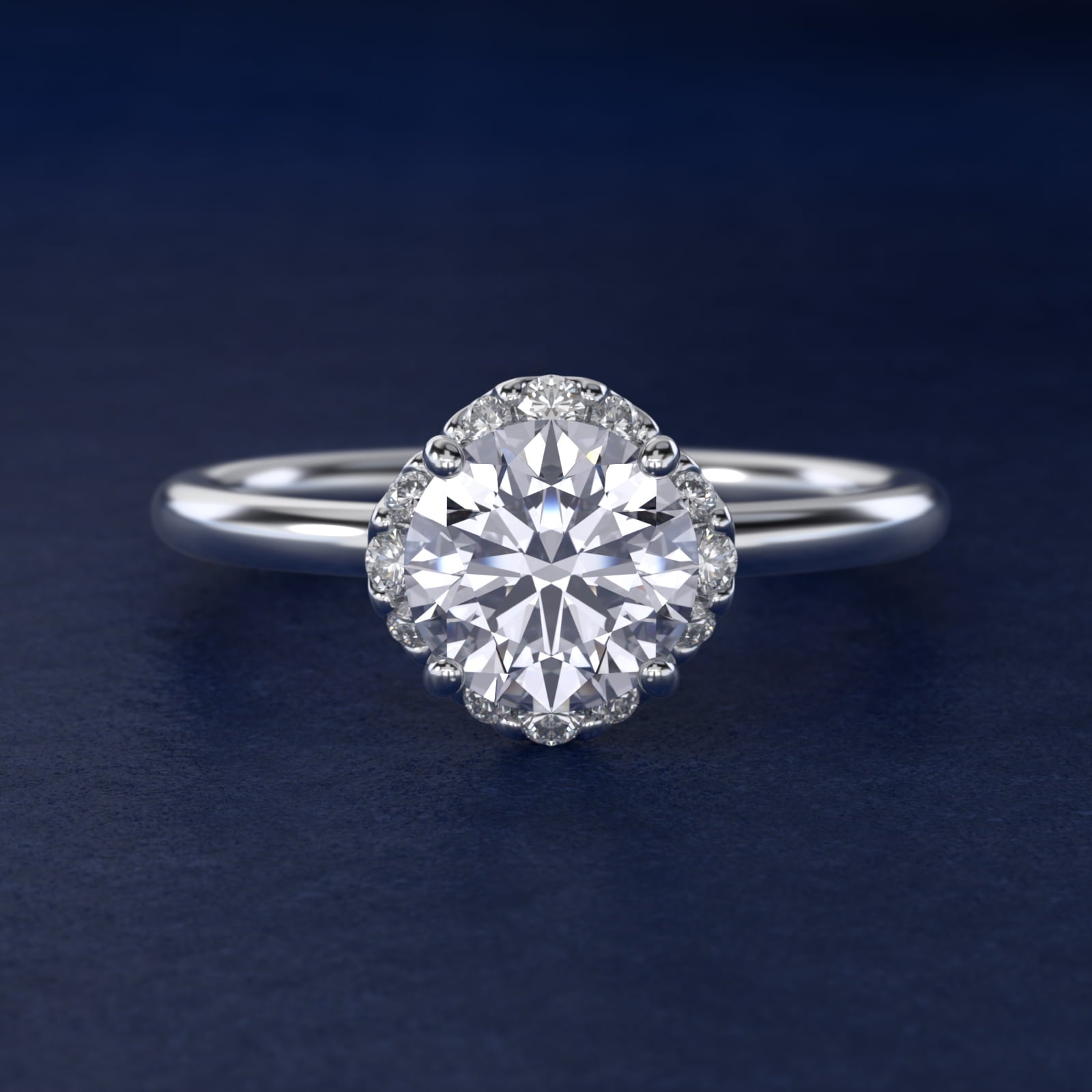 Petite Floral Halo Diamond Engagement Ring in Platinum (1/10 ct. tw.) - Round Center