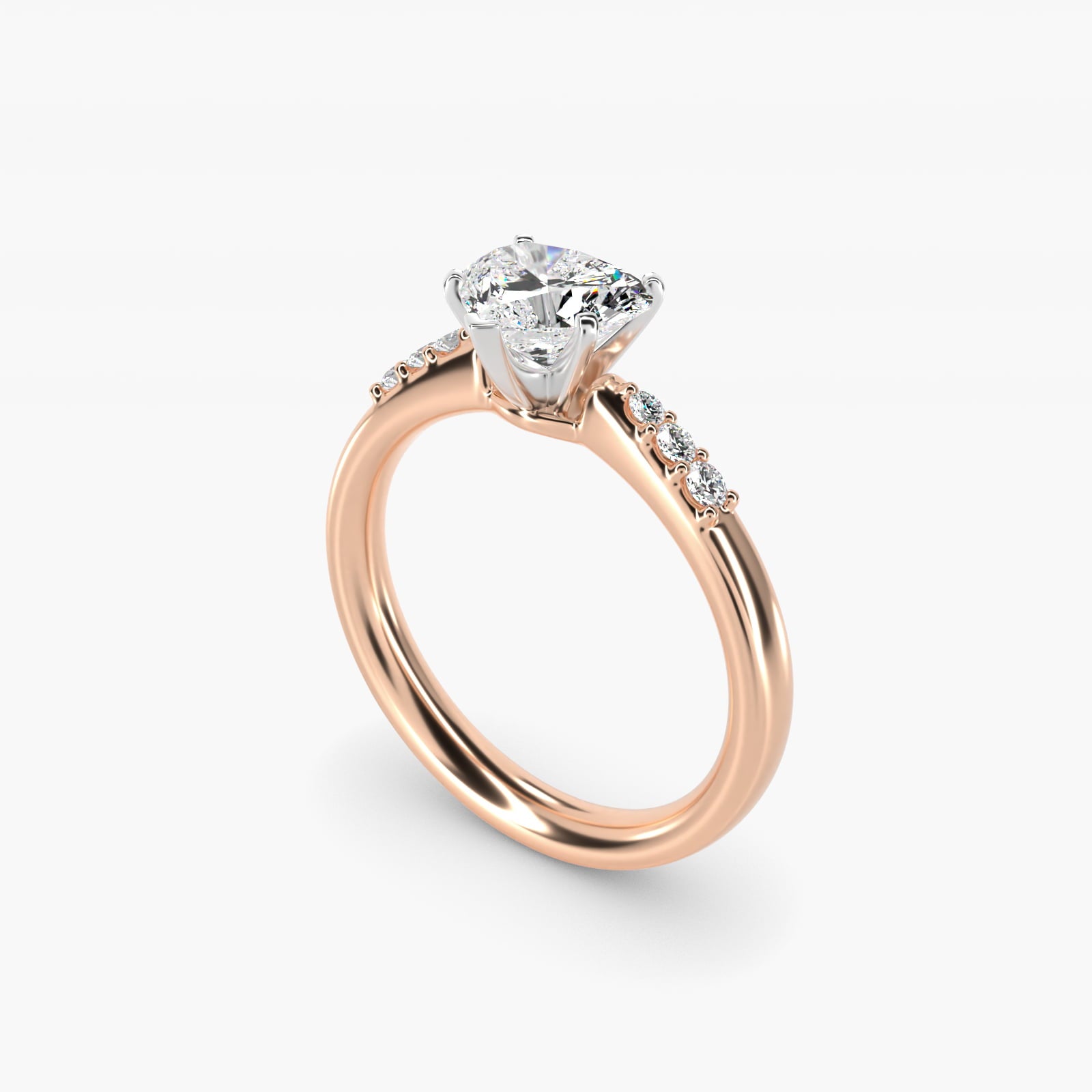 Petite Diamond Engagement Ring in 14k Rose Gold (1/10 ct. tw.) - Heart Center