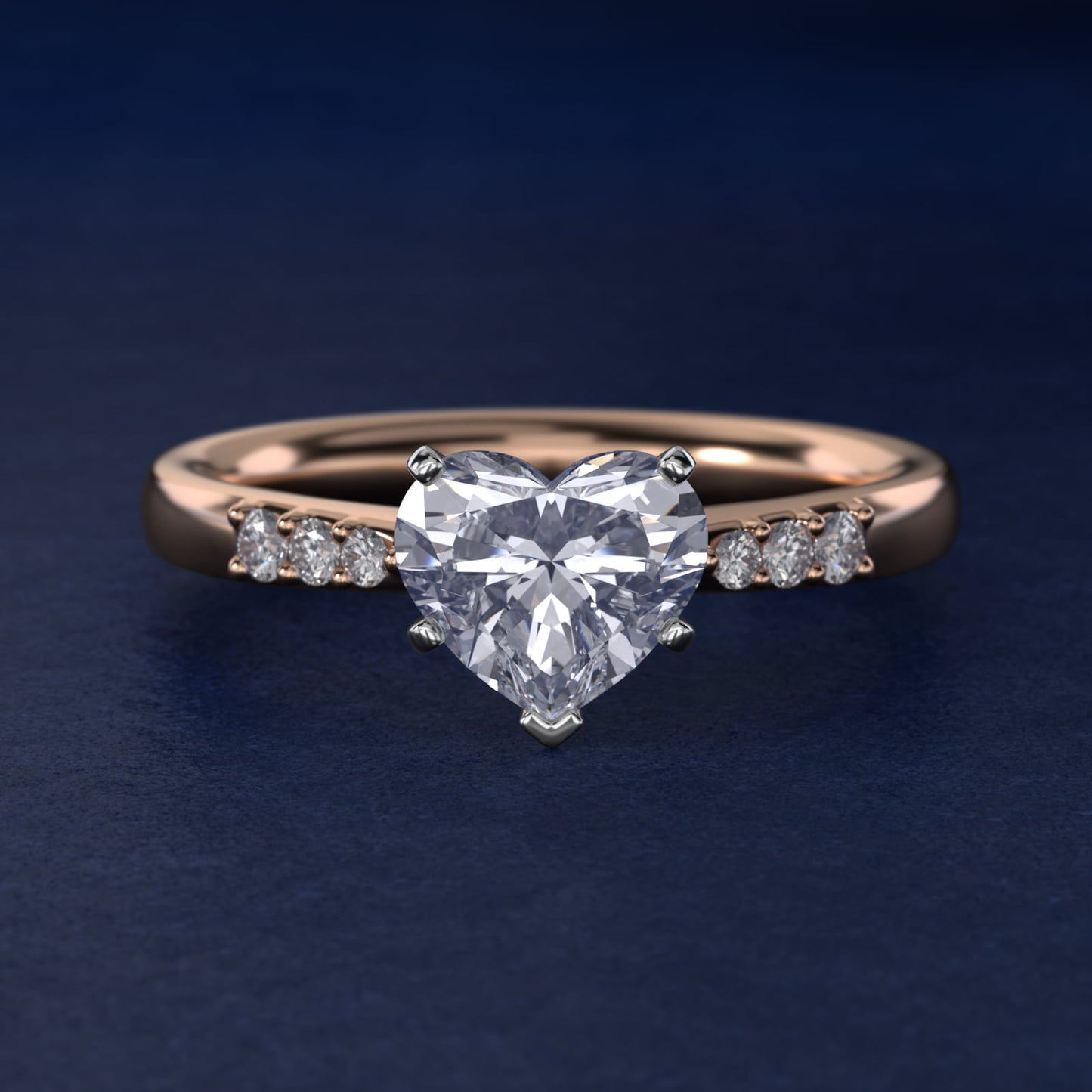 Petite Diamond Engagement Ring in 14k Rose Gold (1/10 ct. tw.) - Heart Center