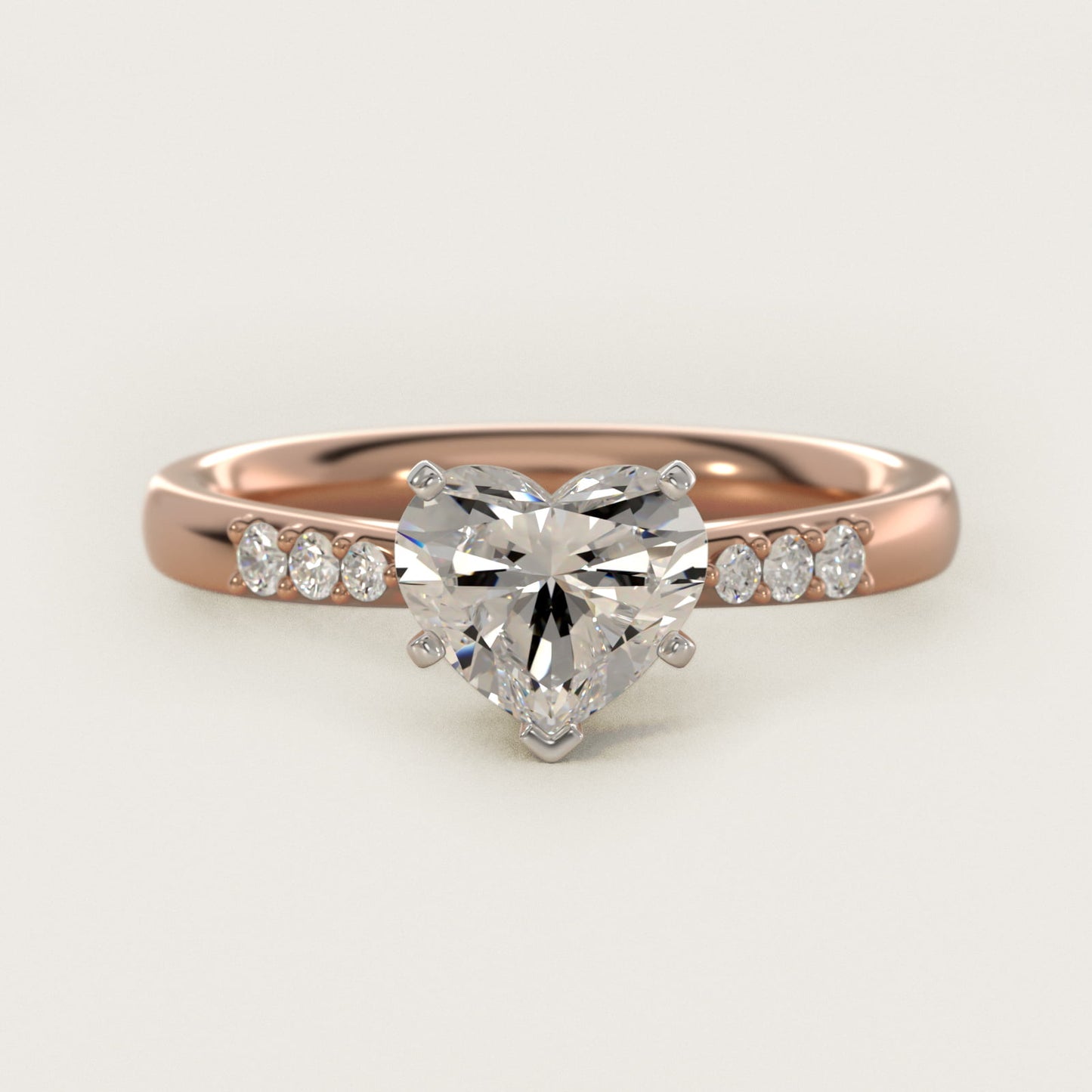 Petite Diamond Engagement Ring in 14k Rose Gold (1/10 ct. tw.) - Heart Center