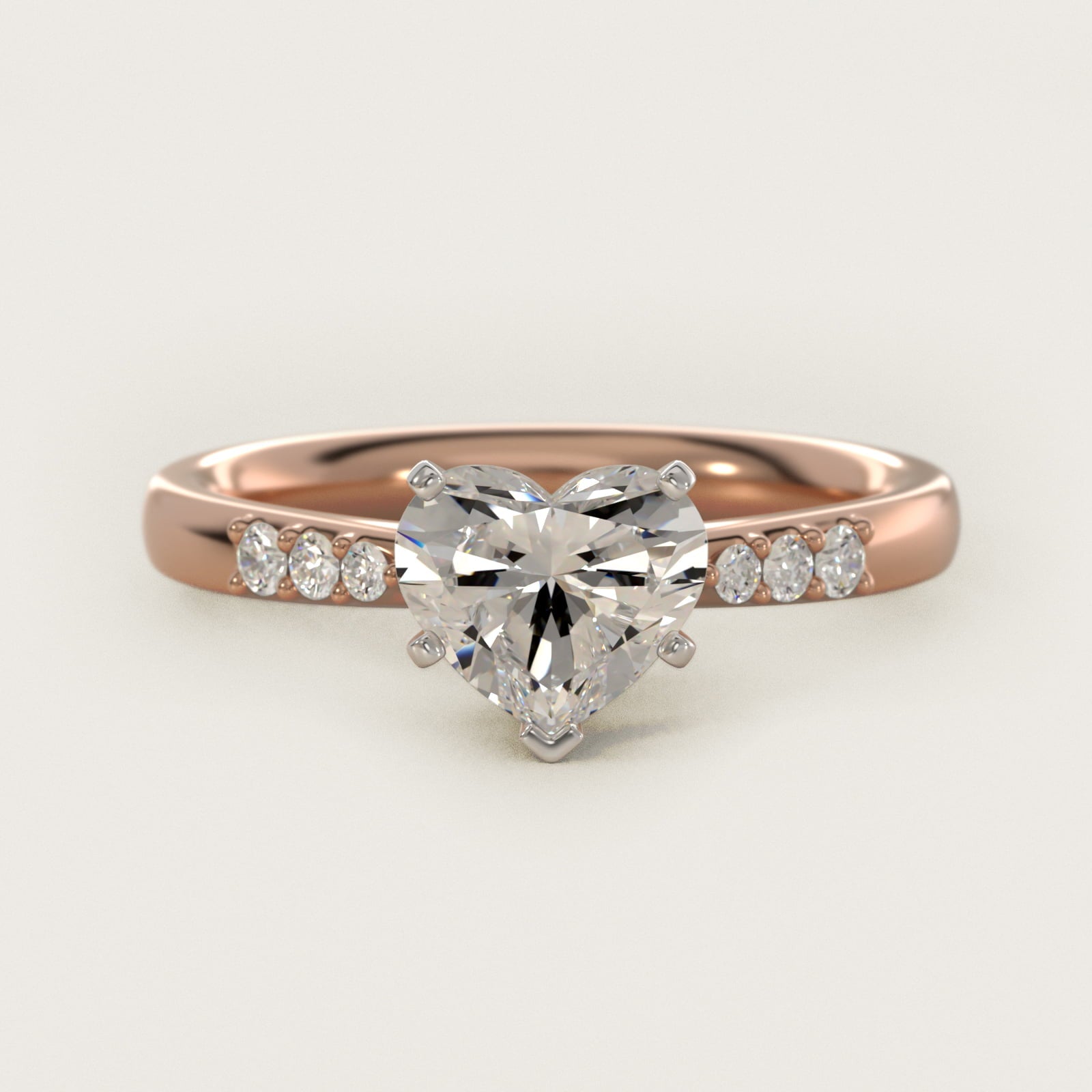 Petite Diamond Engagement Ring in 18k Rose Gold (1/10 ct. tw.) - Heart Center