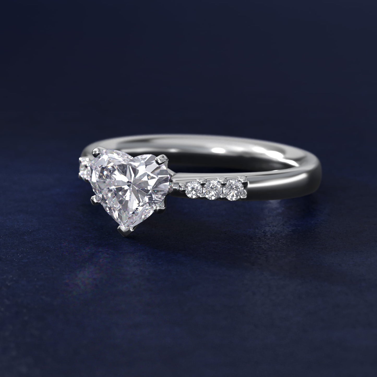 Petite Diamond Engagement Ring in 14k White Gold (1/10 ct. tw.) - Heart Center