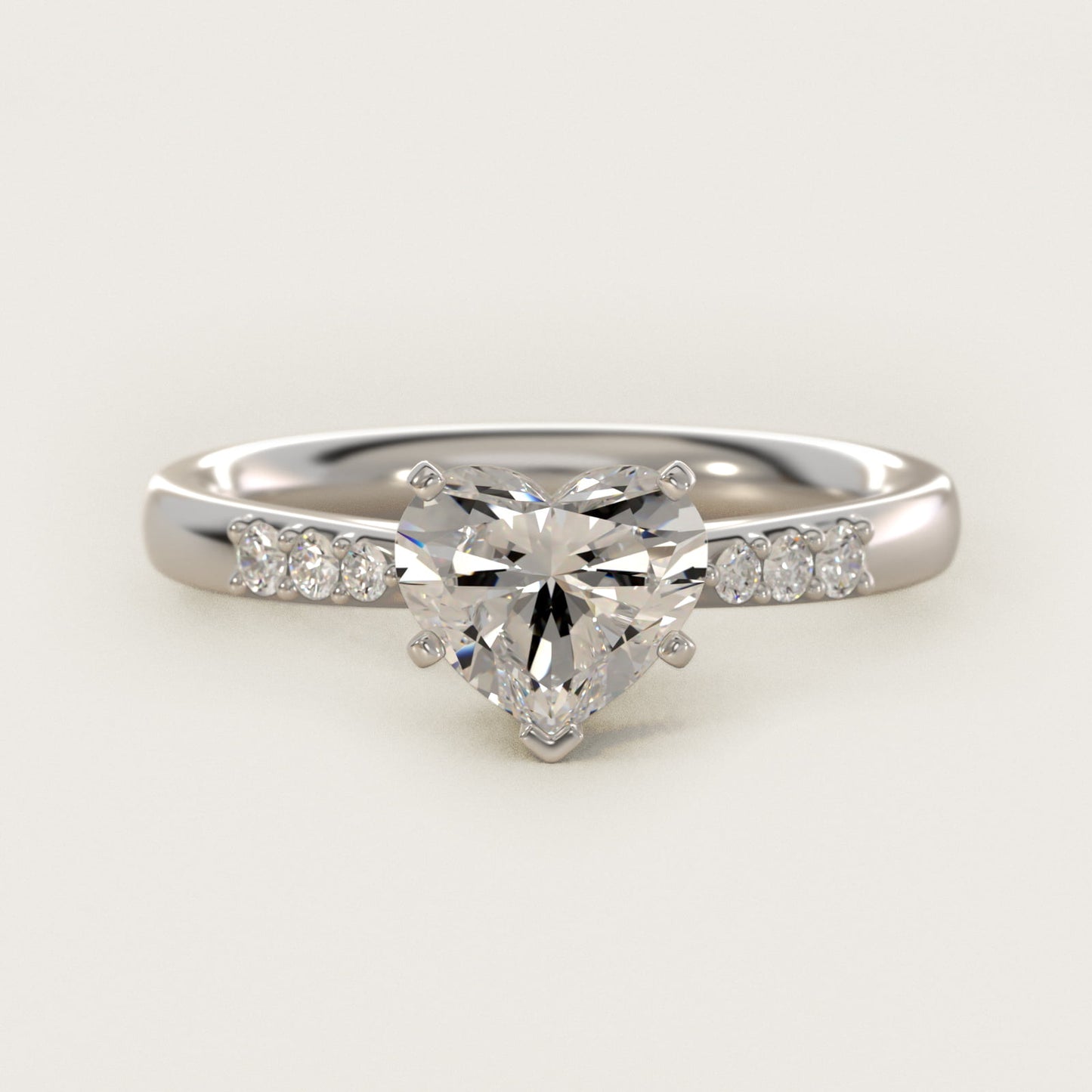 Petite Diamond Engagement Ring in 14k White Gold (1/10 ct. tw.) - Heart Center