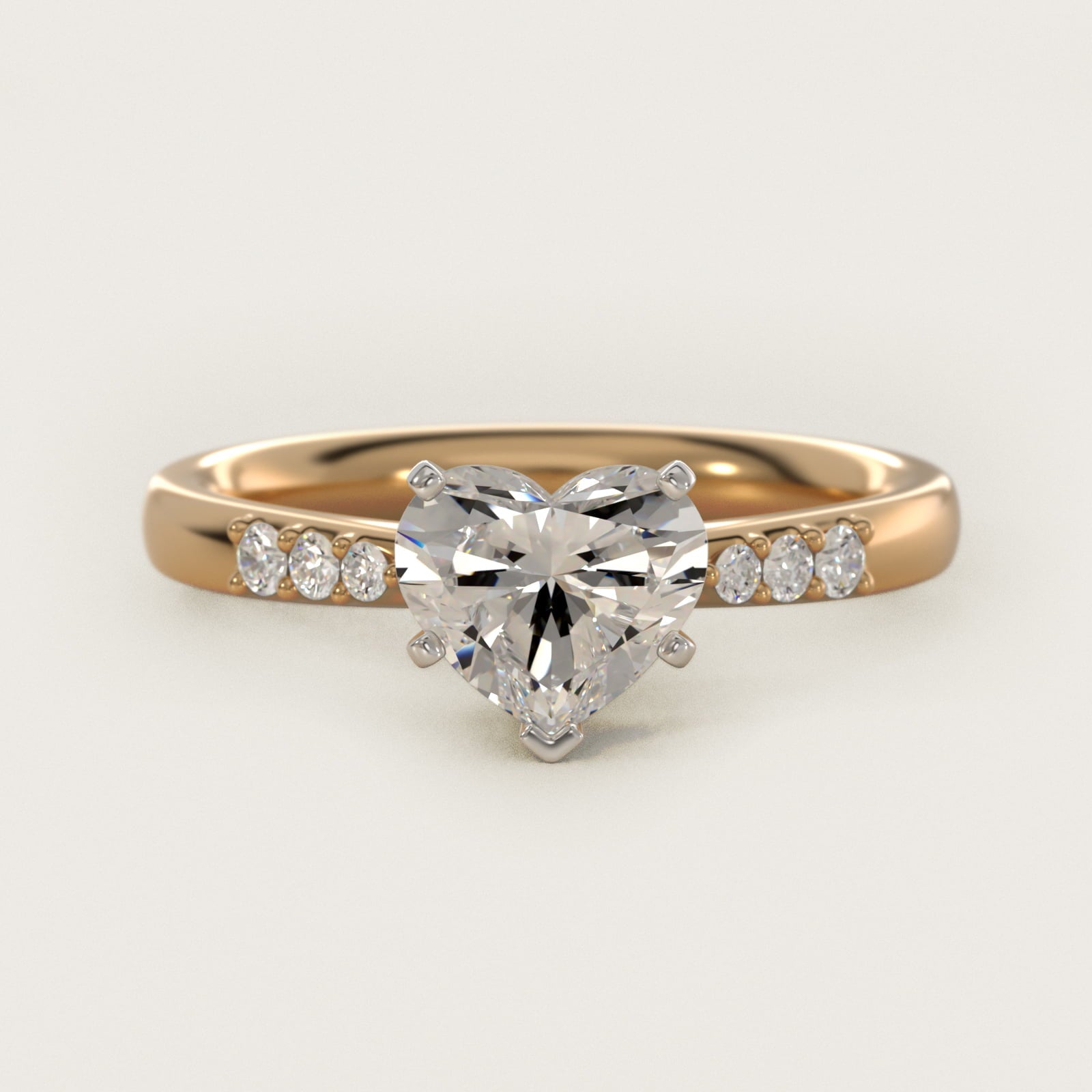 Petite Diamond Engagement Ring in 14k Yellow Gold (1/10 ct. tw.) - Heart Center