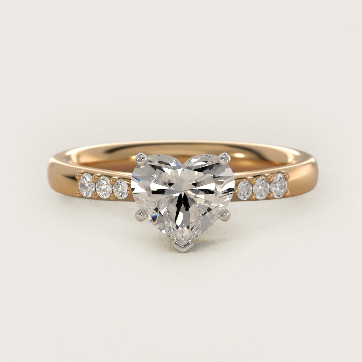 Petite Diamond Engagement Ring in 18k Yellow Gold (1/10 ct. tw.) - Heart Center