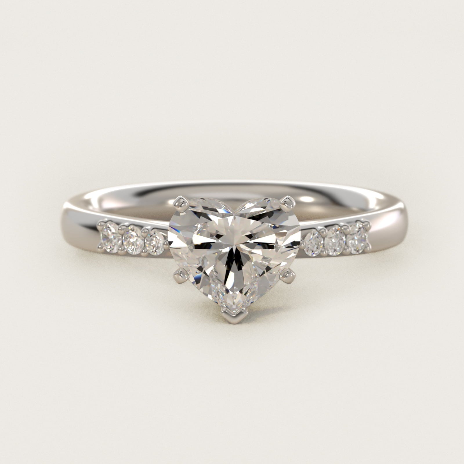 Petite Diamond Engagement Ring in Platinum (1/10 ct. tw.) - Heart Center