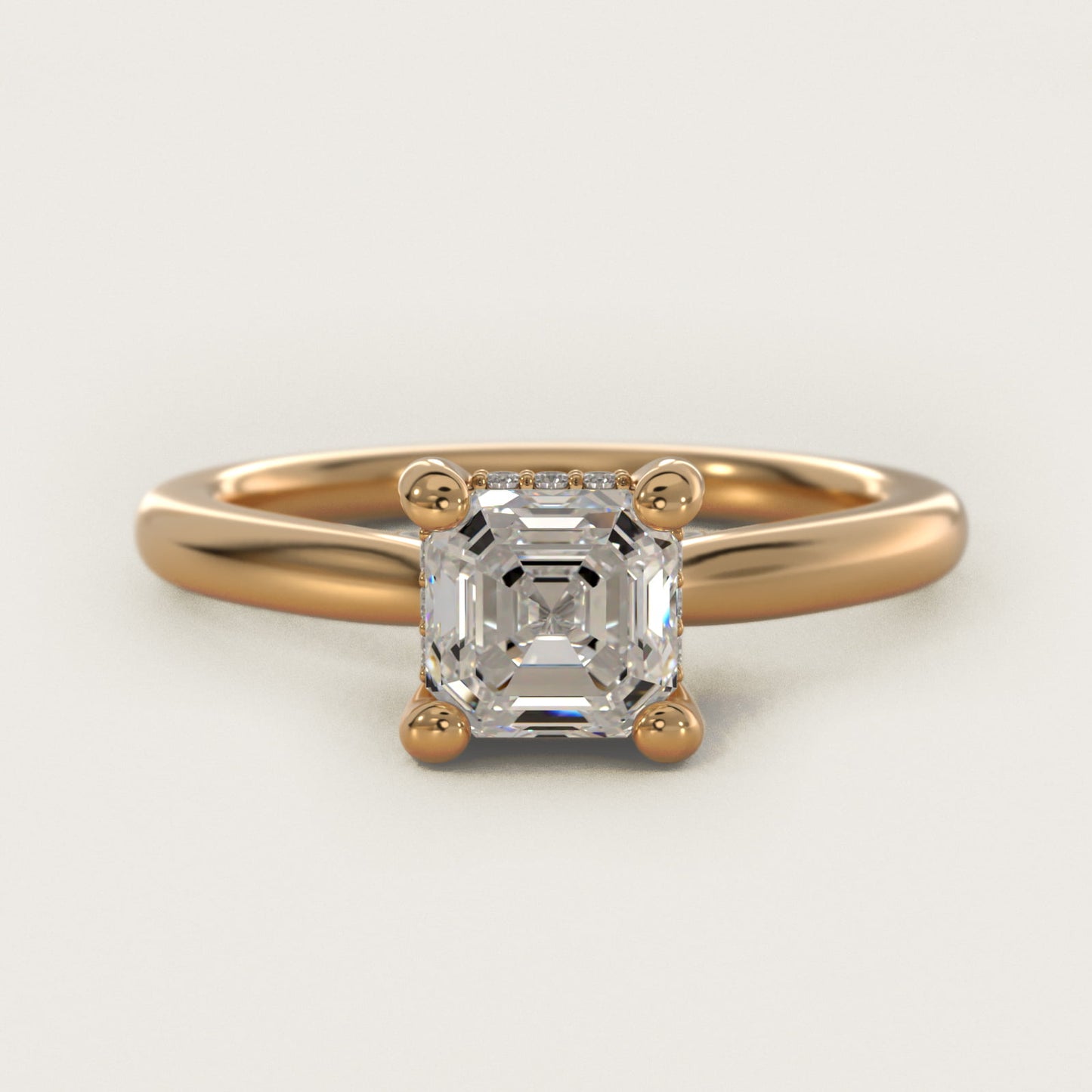 Petite Hidden Halo Solitaire Plus Diamond Engagement Ring in 14k Yellow Gold - Asscher Center