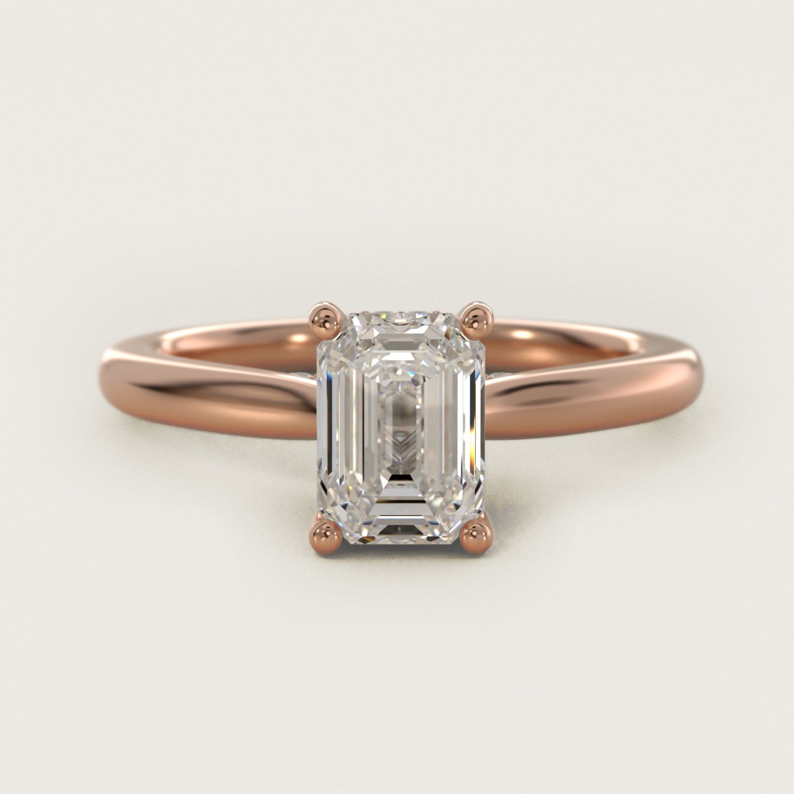 Petite Hidden Halo Solitaire Plus Diamond Engagement Ring in 18k Rose Gold - Emerald Center