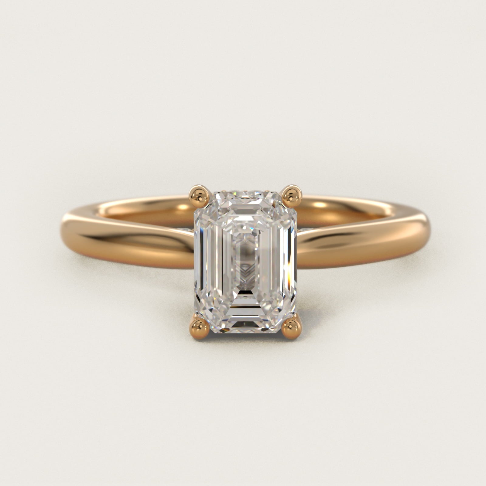 Petite Hidden Halo Solitaire Plus Diamond Engagement Ring in 14k Yellow Gold - Emerald Center