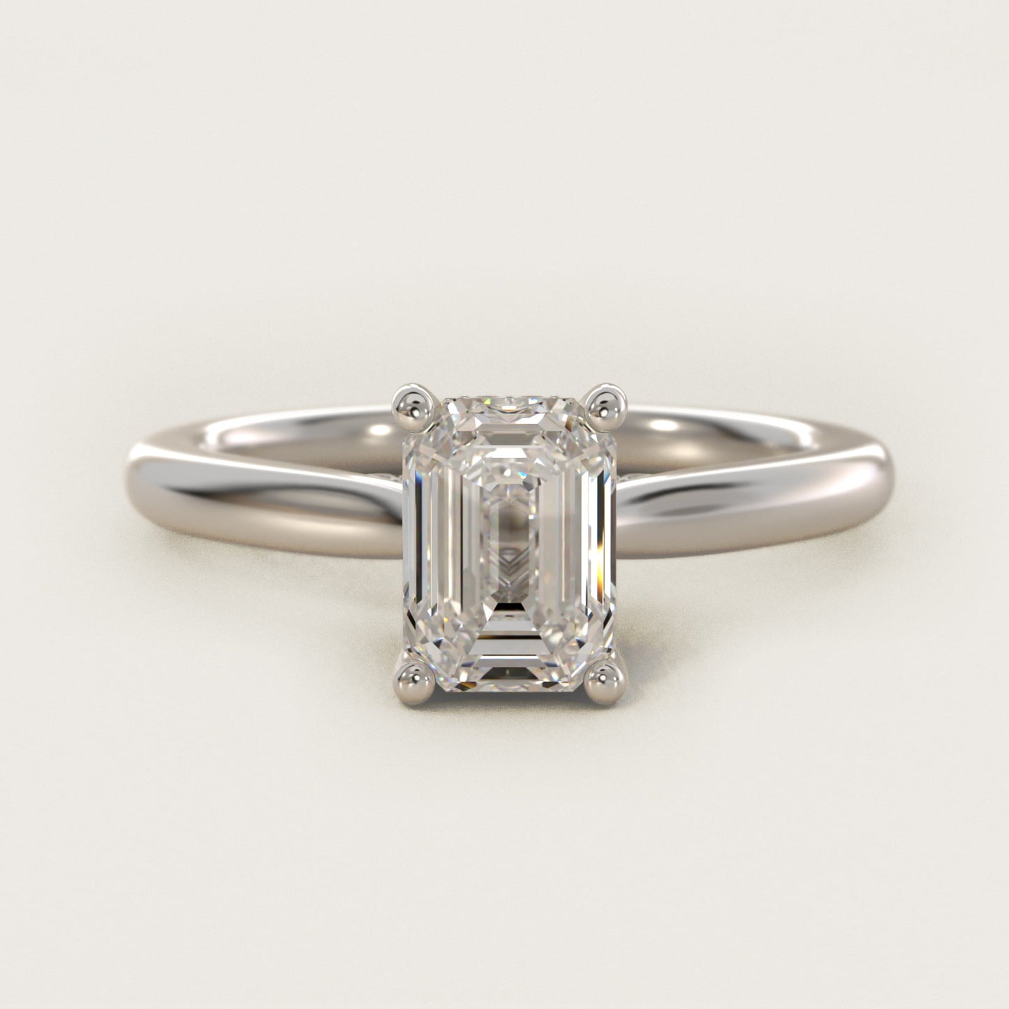 Petite Hidden Halo Solitaire Plus Diamond Engagement Ring in Platinum - Emerald Center