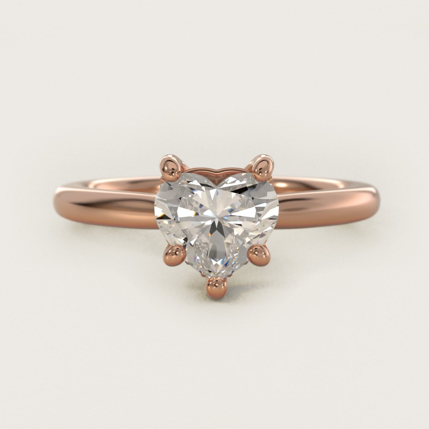 Petite Hidden Halo Solitaire Plus Diamond Engagement Ring in 14k Rose Gold - Heart Center