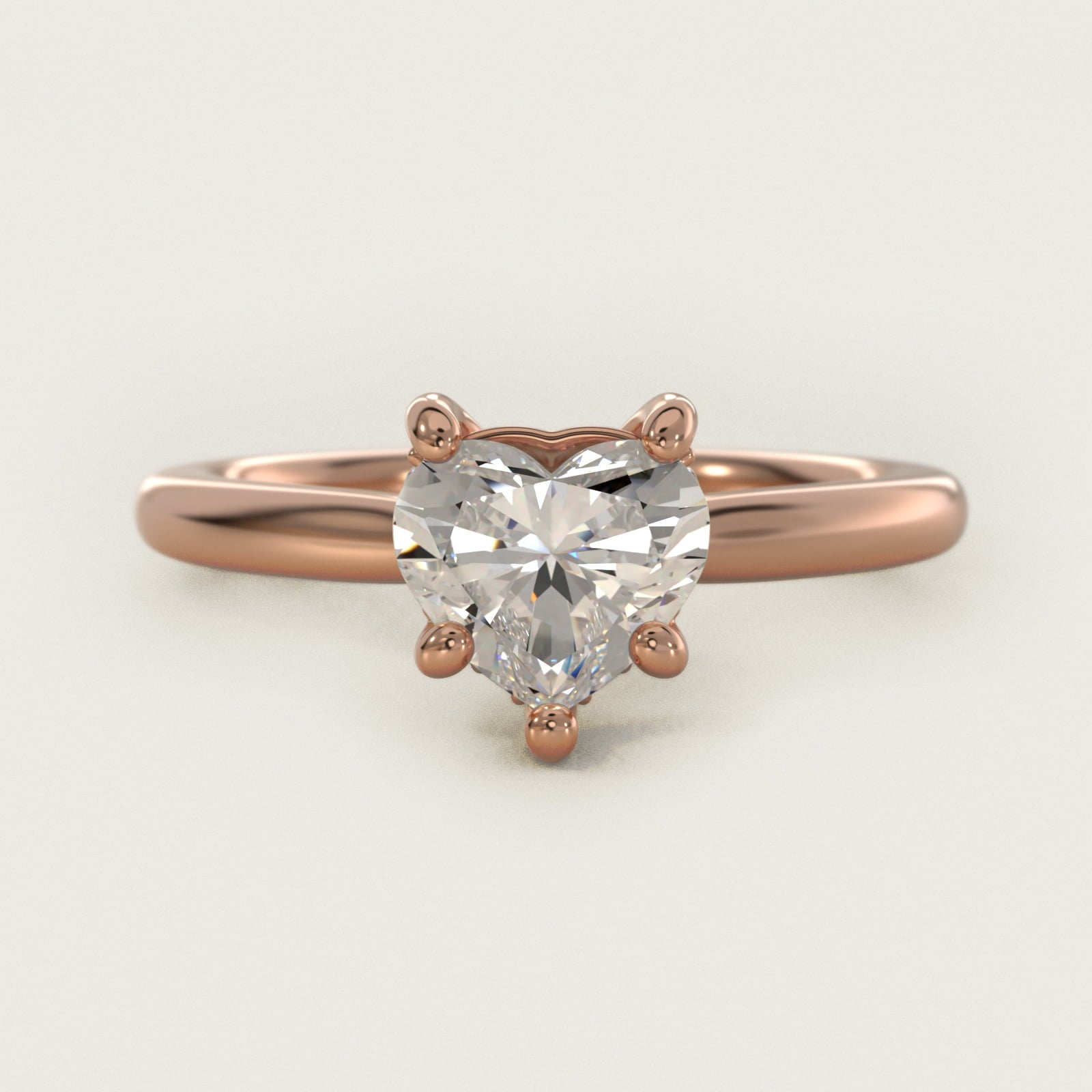 Petite Hidden Halo Solitaire Plus Diamond Engagement Ring in 18k Rose Gold - Heart Center