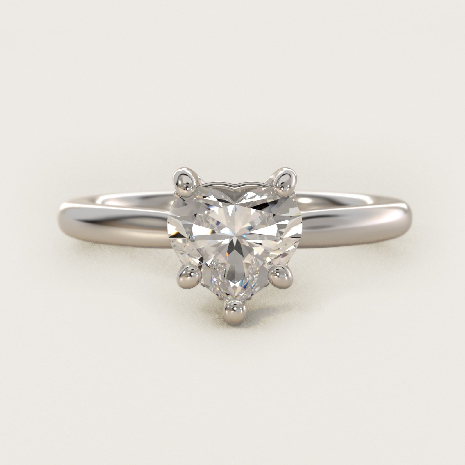 Petite Hidden Halo Solitaire Plus Diamond Engagement Ring in 18k White Gold - Heart Center