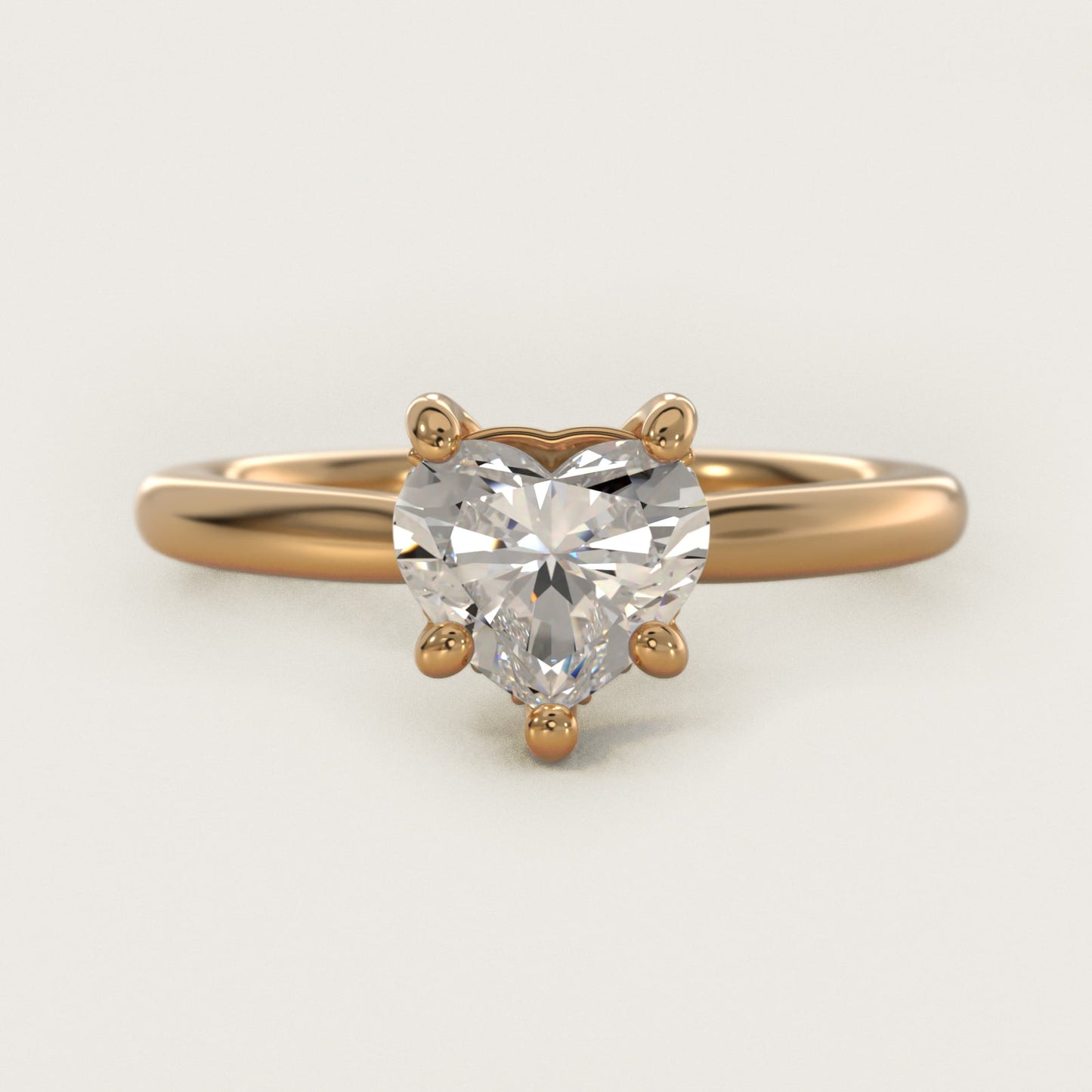 Petite Hidden Halo Solitaire Plus Diamond Engagement Ring in 14k Yellow Gold - Heart Center