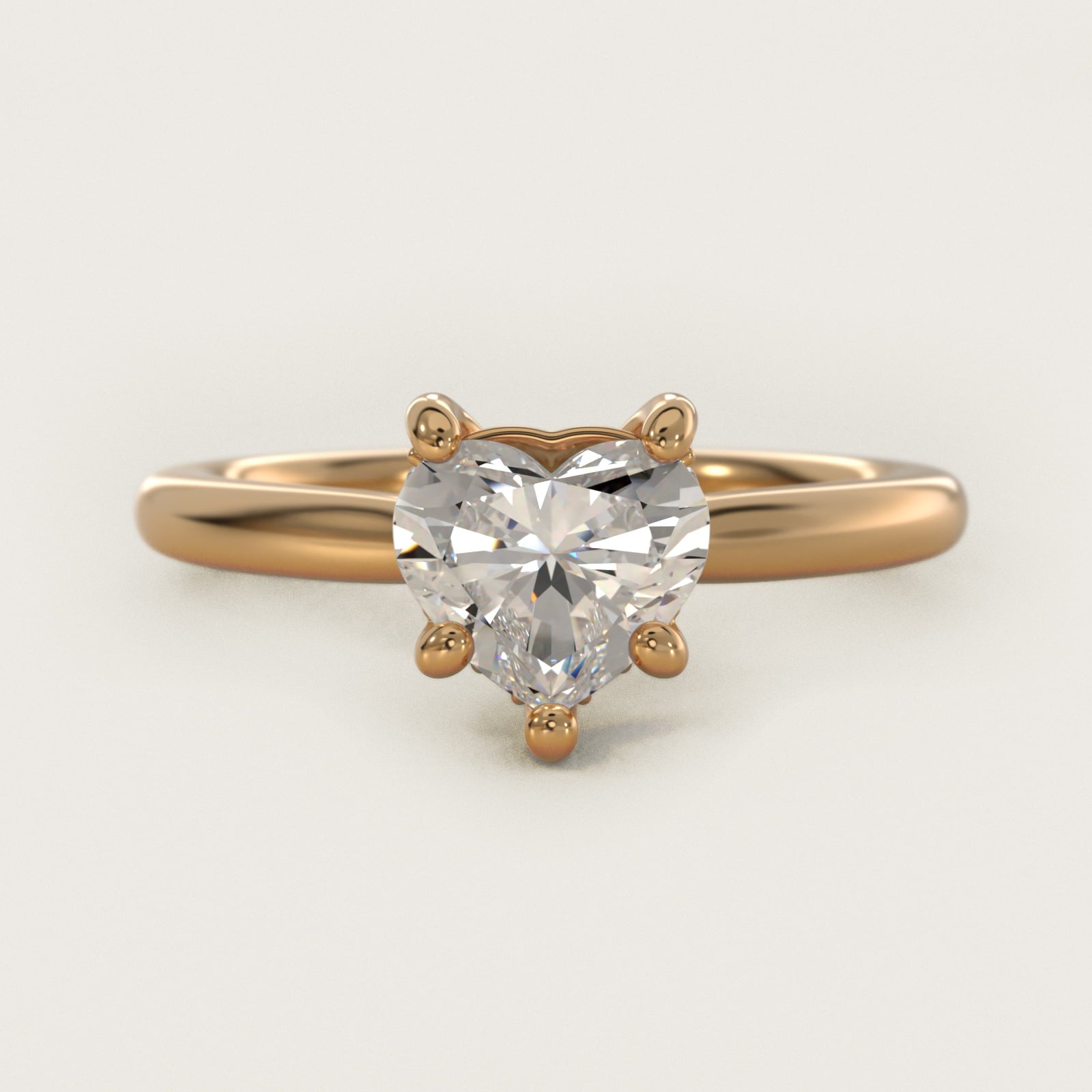 Petite Hidden Halo Solitaire Plus Diamond Engagement Ring in 18k Yellow Gold - Heart Center