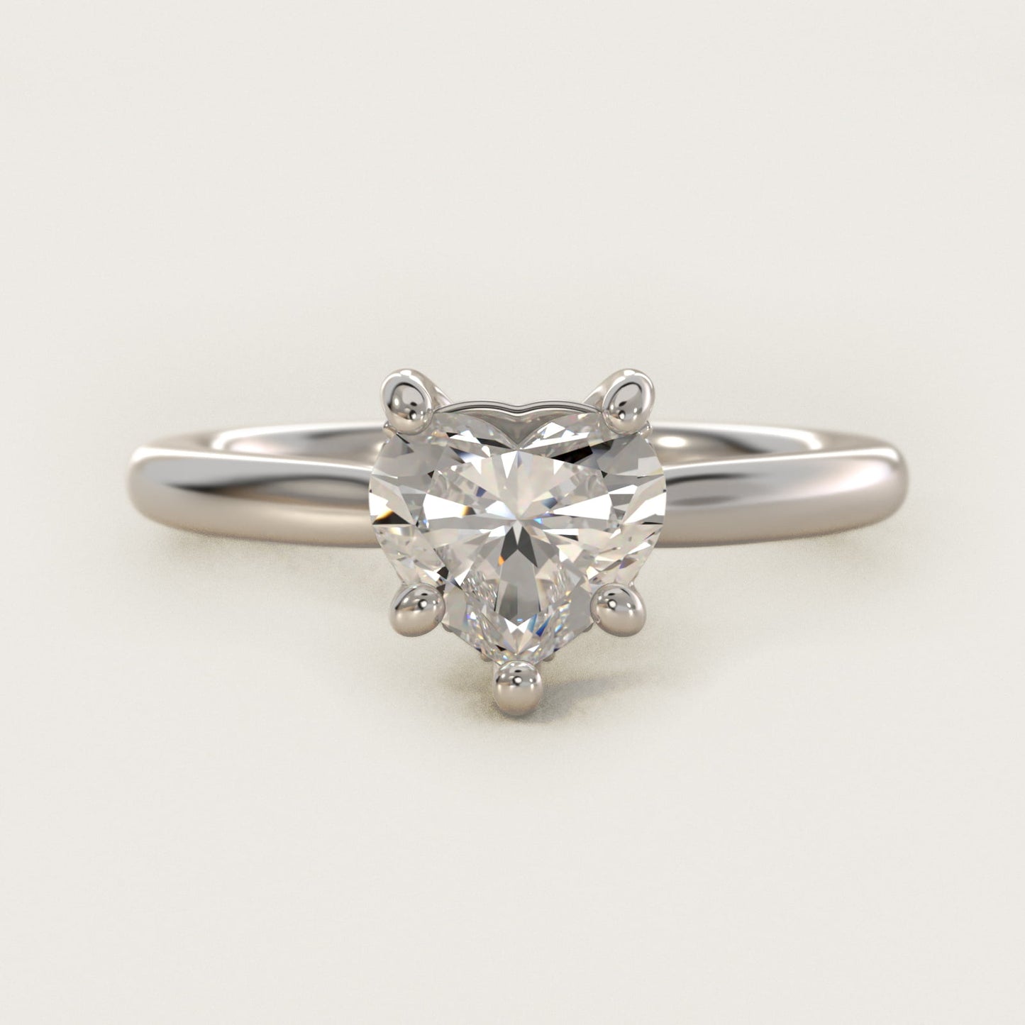 Petite Hidden Halo Solitaire Plus Diamond Engagement Ring in Platinum - Heart Center