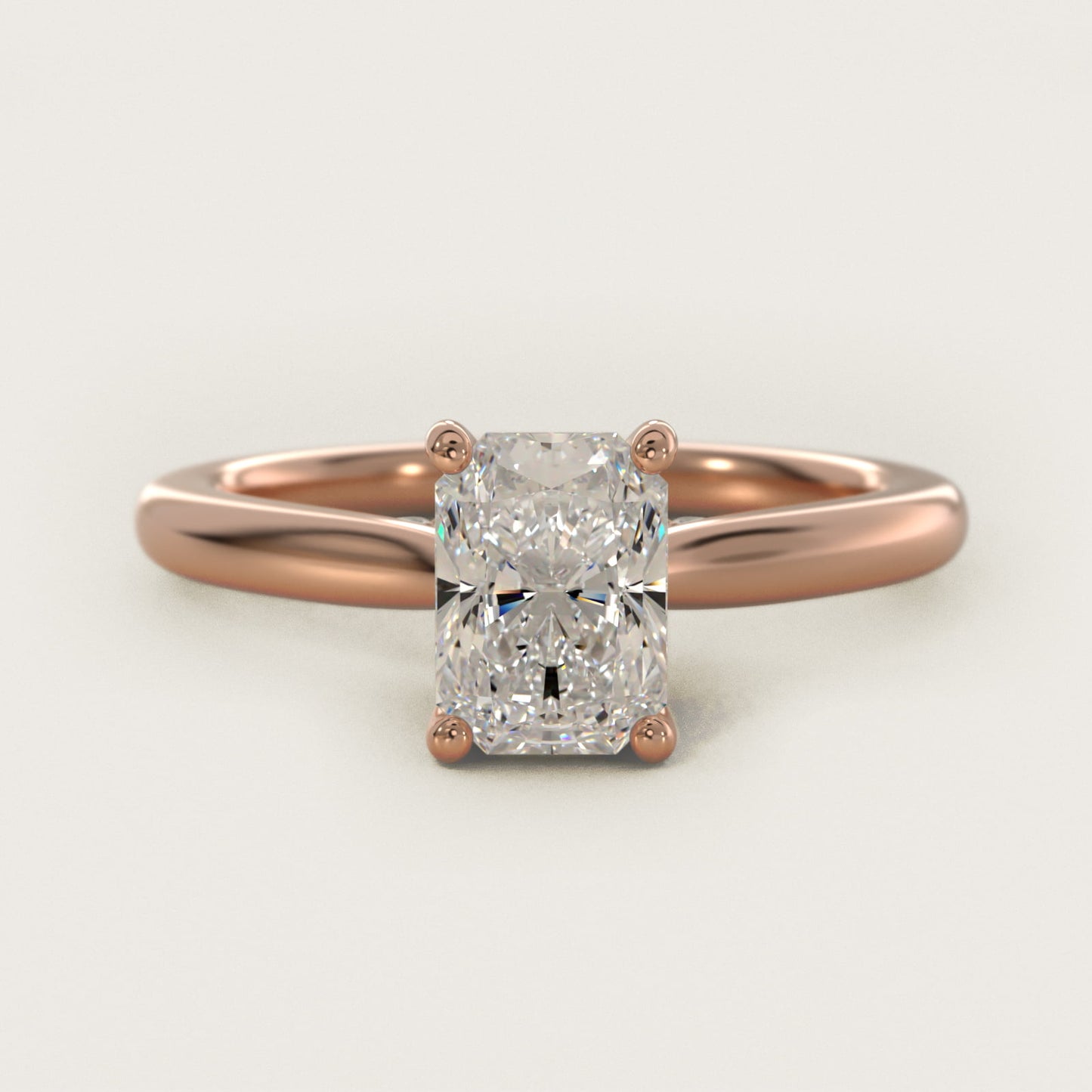 Petite Hidden Halo Solitaire Plus Diamond Engagement Ring in 14k Rose Gold - Radiant Center