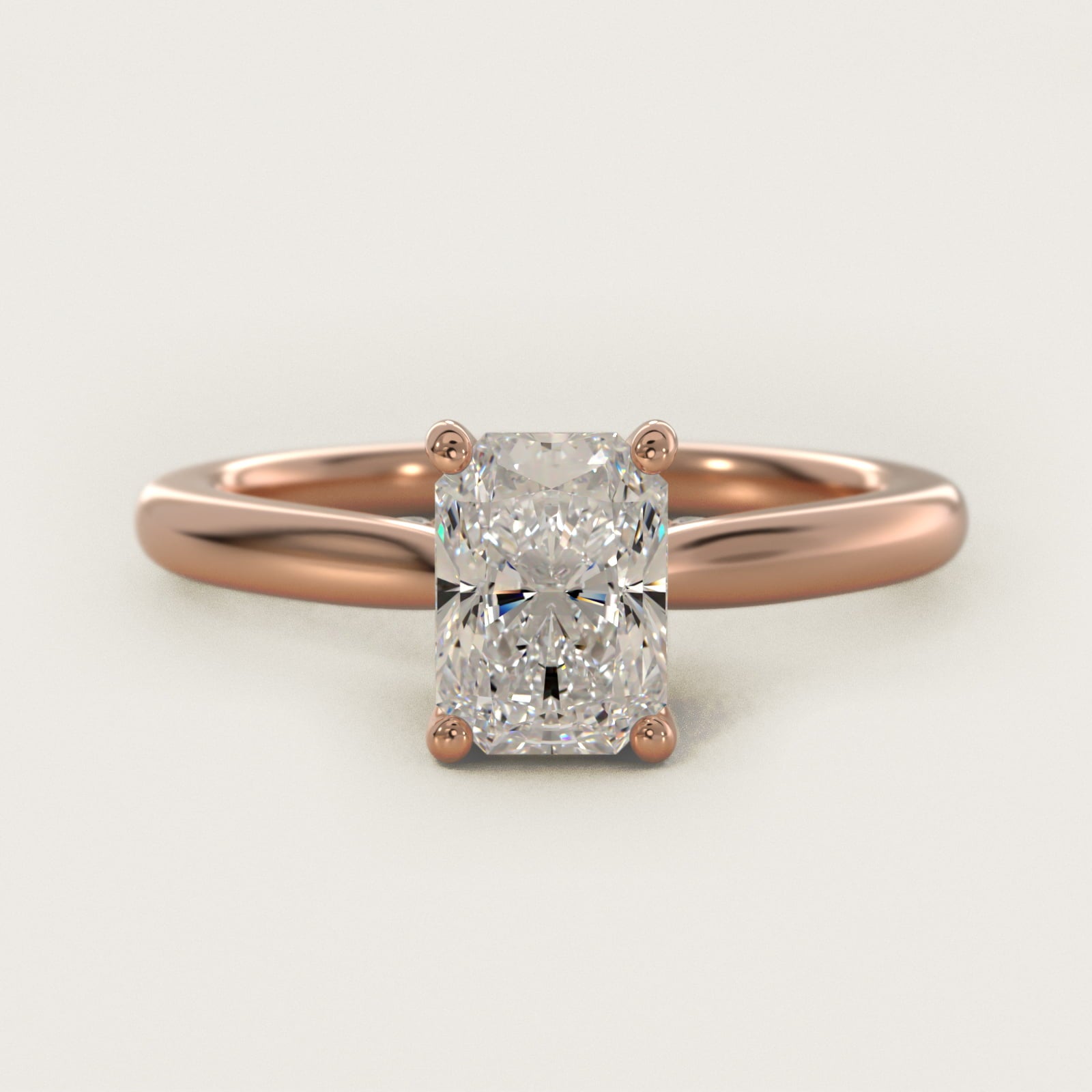 Petite Hidden Halo Solitaire Plus Diamond Engagement Ring in 14k Rose Gold - Radiant Center