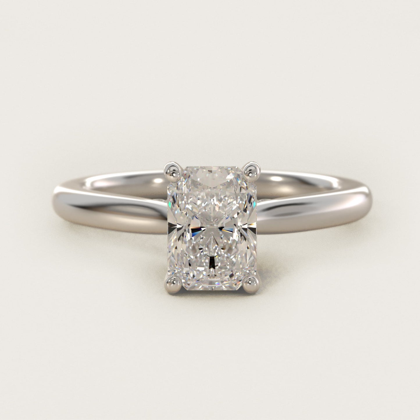 Petite Hidden Halo Solitaire Plus Diamond Engagement Ring in 14k White Gold - Radiant Center