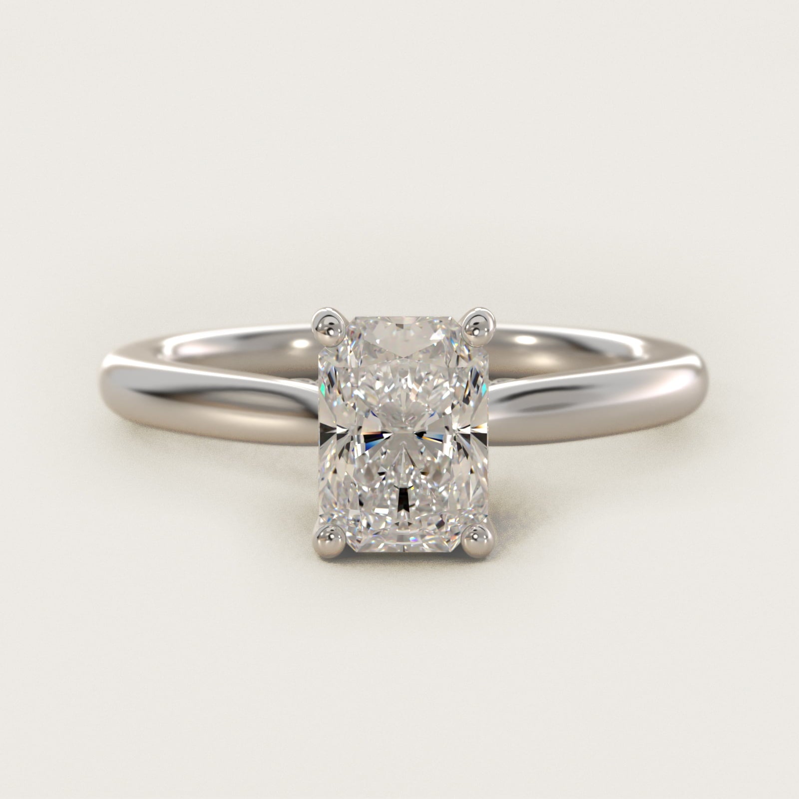 Petite Hidden Halo Solitaire Plus Diamond Engagement Ring in 18k White Gold - Radiant Center