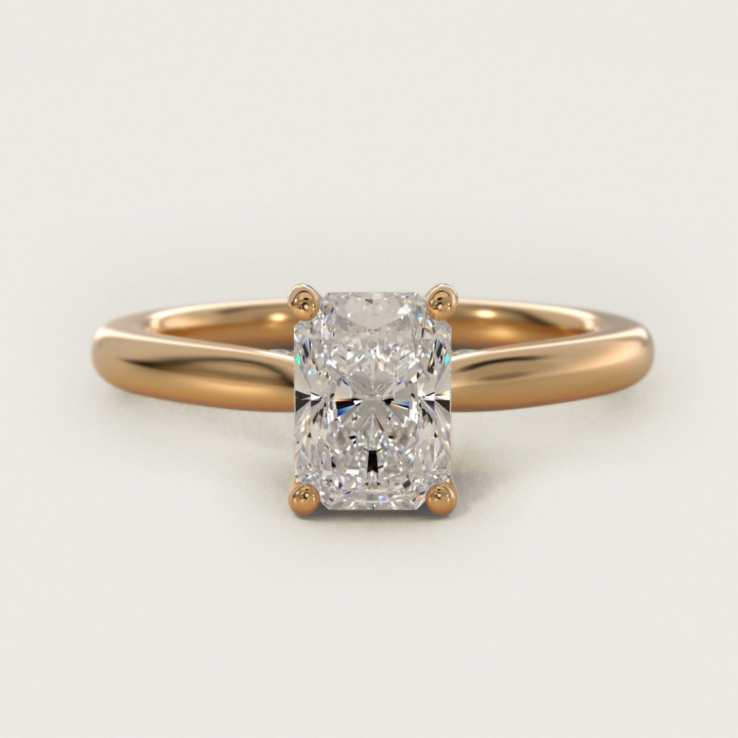 Petite Hidden Halo Solitaire Plus Diamond Engagement Ring in 14k Yellow Gold - Radiant Center