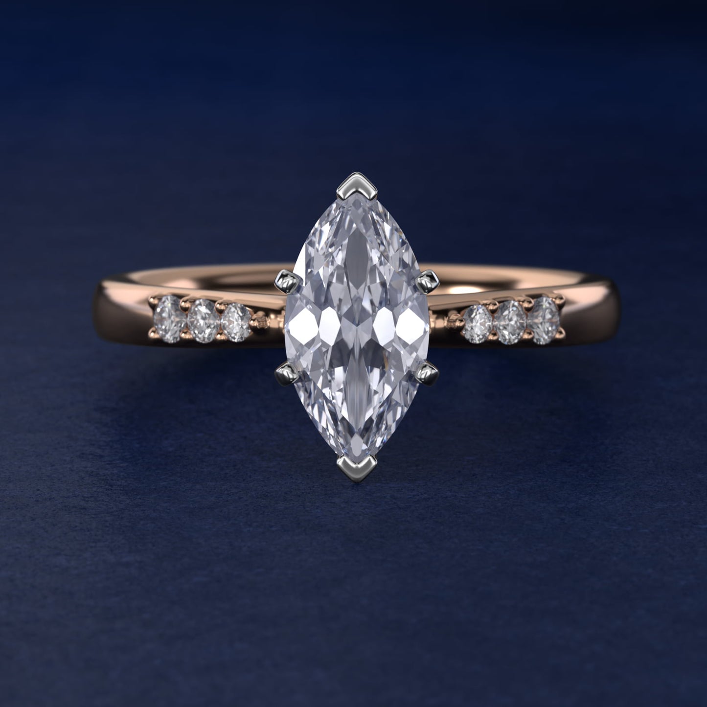 Petite Diamond Engagement Ring in 14k Rose Gold (1/10 ct. tw.) - Marquise Center
