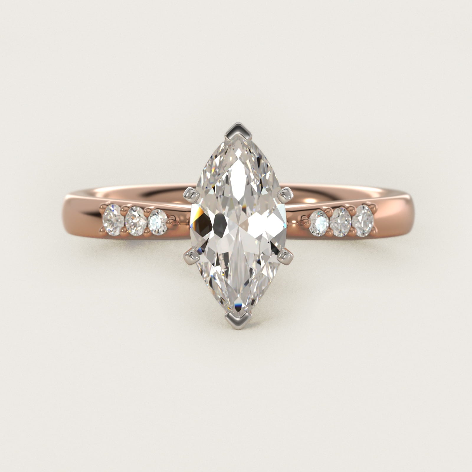 Petite Diamond Engagement Ring in 14k Rose Gold (1/10 ct. tw.) - Marquise Center