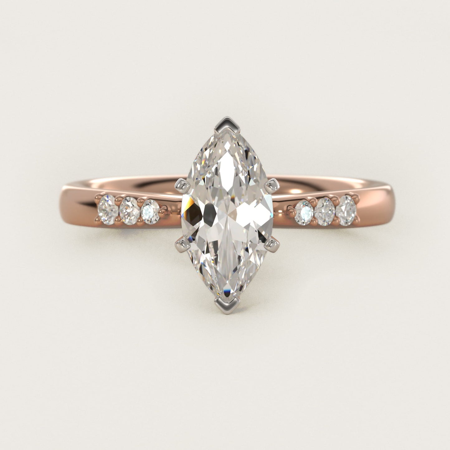Petite Diamond Engagement Ring in 18k Rose Gold (1/10 ct. tw.) - Marquise Center