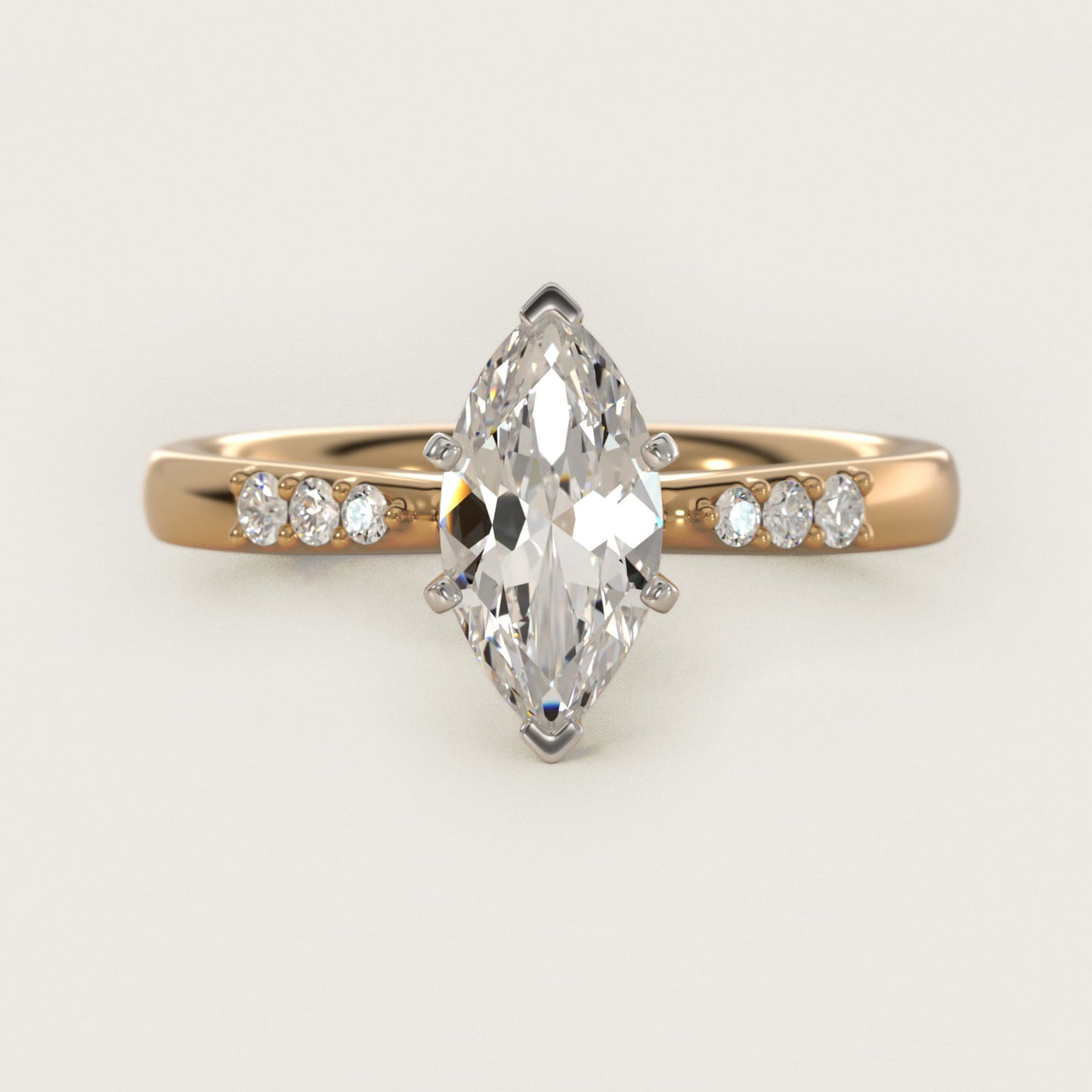 Petite Diamond Engagement Ring in 14k Yellow Gold (1/10 ct. tw.) - Marquise Center