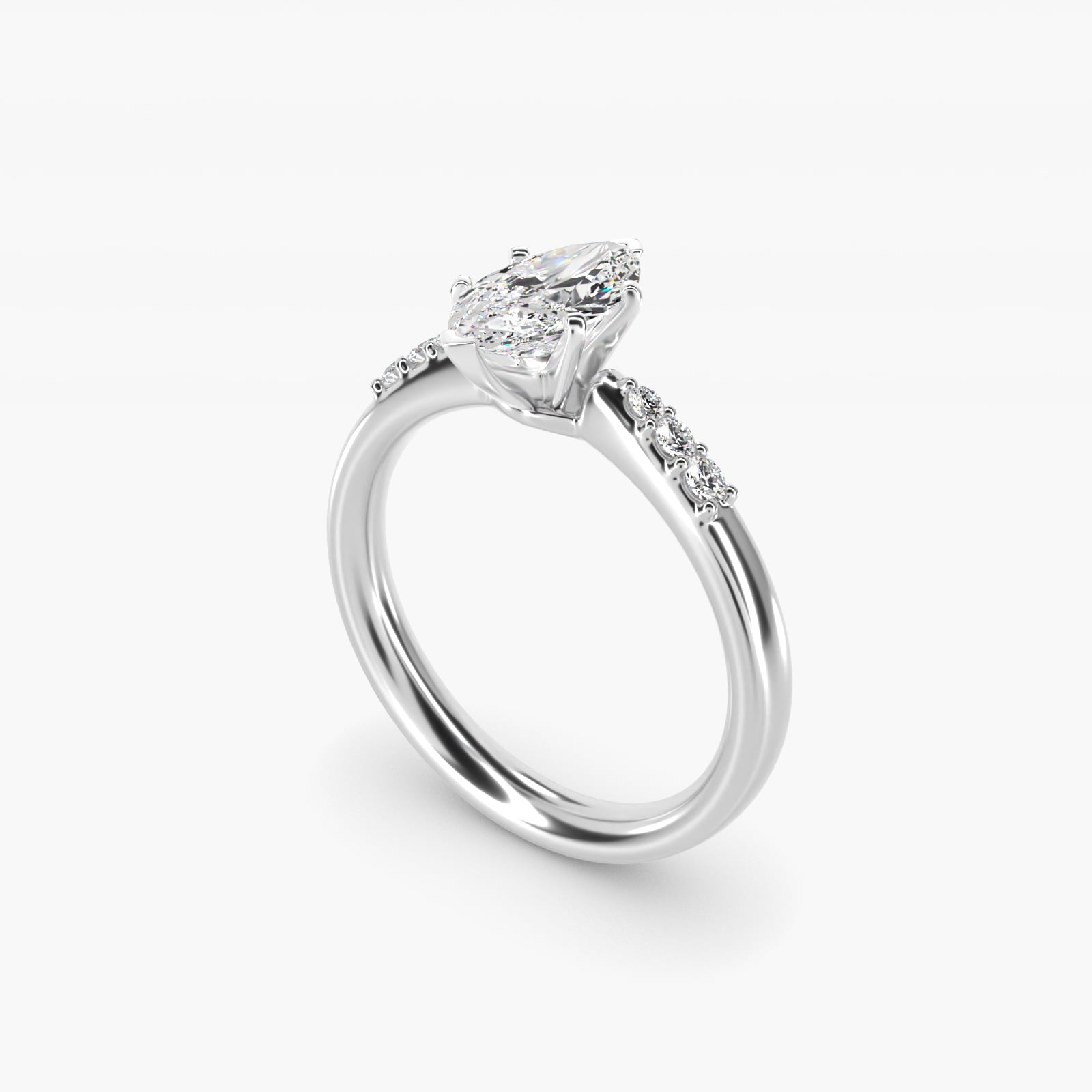 Petite Diamond Engagement Ring in Platinum (1/10 ct. tw.) - Marquise Center