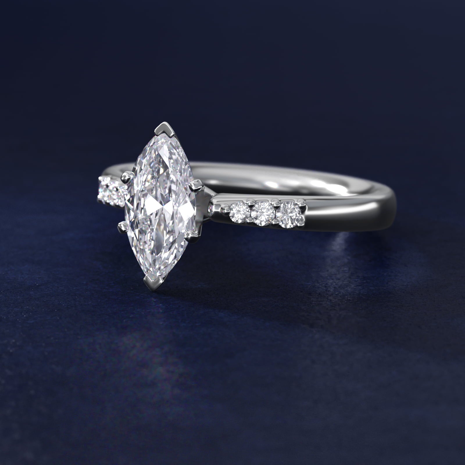 Petite Diamond Engagement Ring in Platinum (1/10 ct. tw.) - Marquise Center