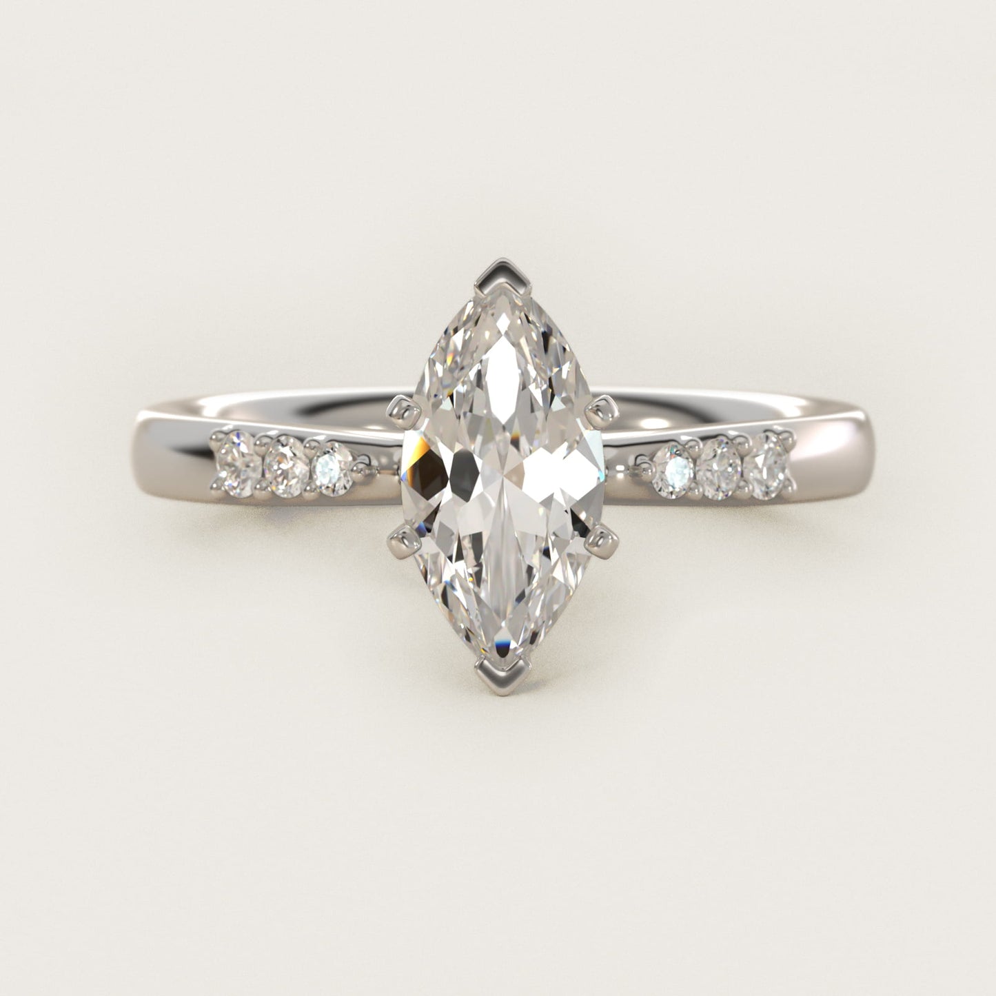 Petite Diamond Engagement Ring in Platinum (1/10 ct. tw.) - Marquise Center