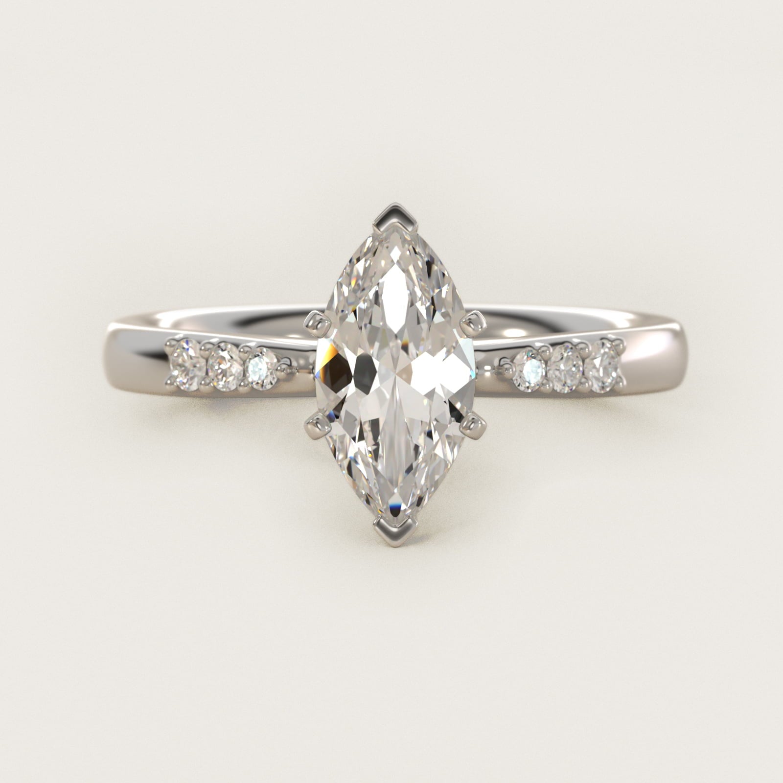 Petite Diamond Engagement Ring in Platinum (1/10 ct. tw.) - Marquise Center