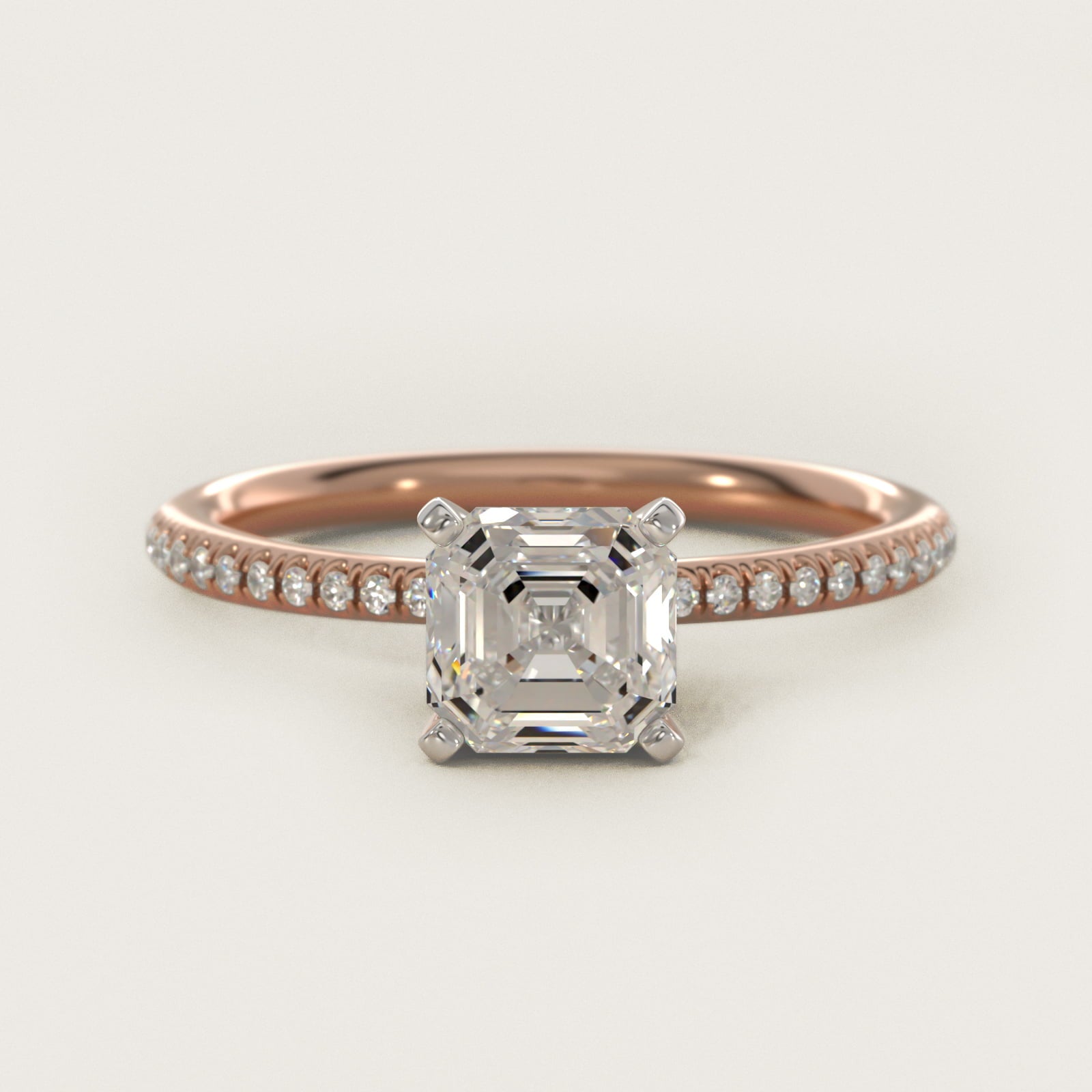 Petite MicropavŽ Diamond Engagement Ring in 14k Rose Gold (1/10 ct. tw.) - Asscher Center