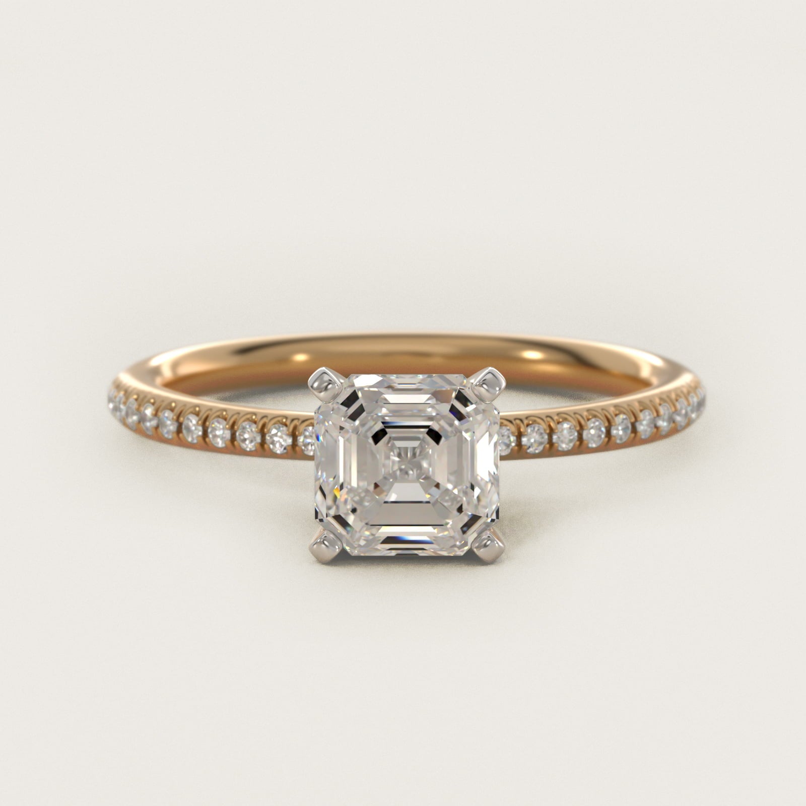 Petite MicropavŽ Diamond Engagement Ring in 14k Yellow Gold (1/10 ct. tw.) - Asscher Center