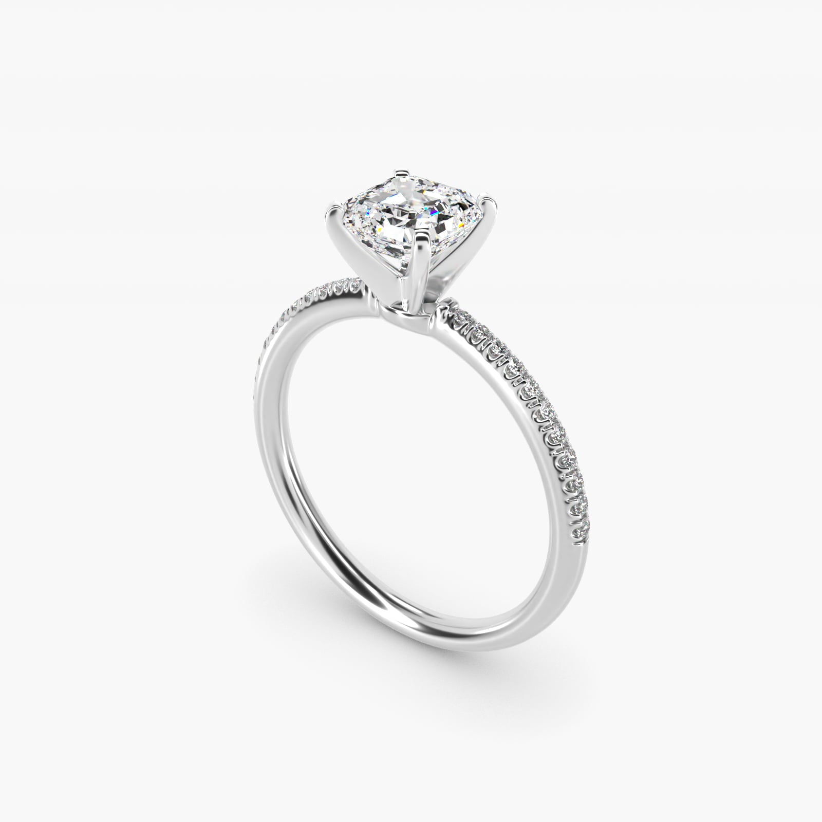 Petite MicropavŽ Diamond Engagement Ring in Platinum (1/10 ct. tw.) - Asscher Center