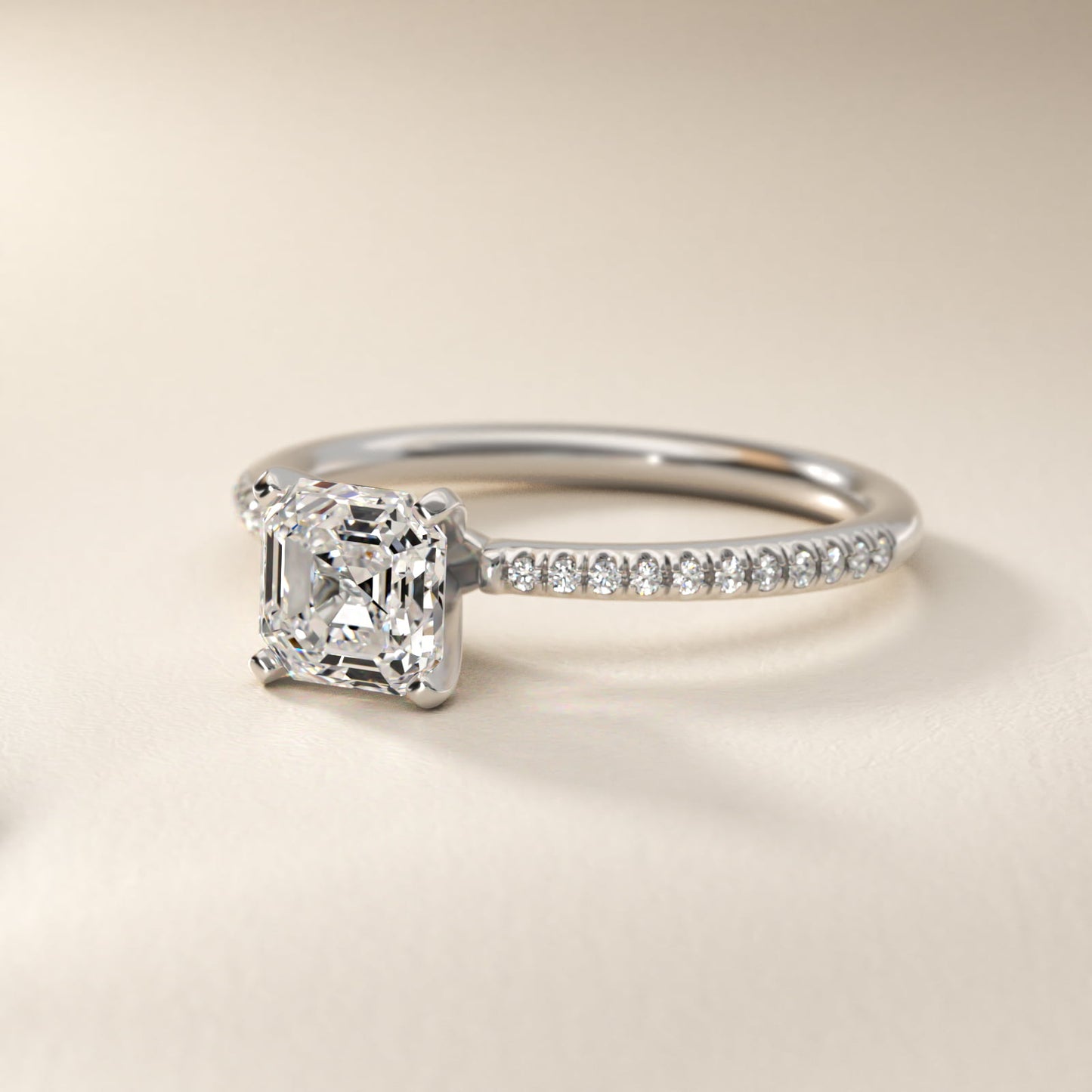 Petite MicropavŽ Diamond Engagement Ring in Platinum (1/10 ct. tw.) - Asscher Center