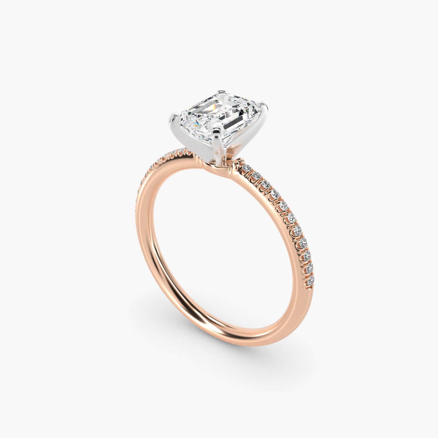 Petite MicropavŽ Diamond Engagement Ring in 14k Rose Gold (1/10 ct. tw.) - Emerald Center