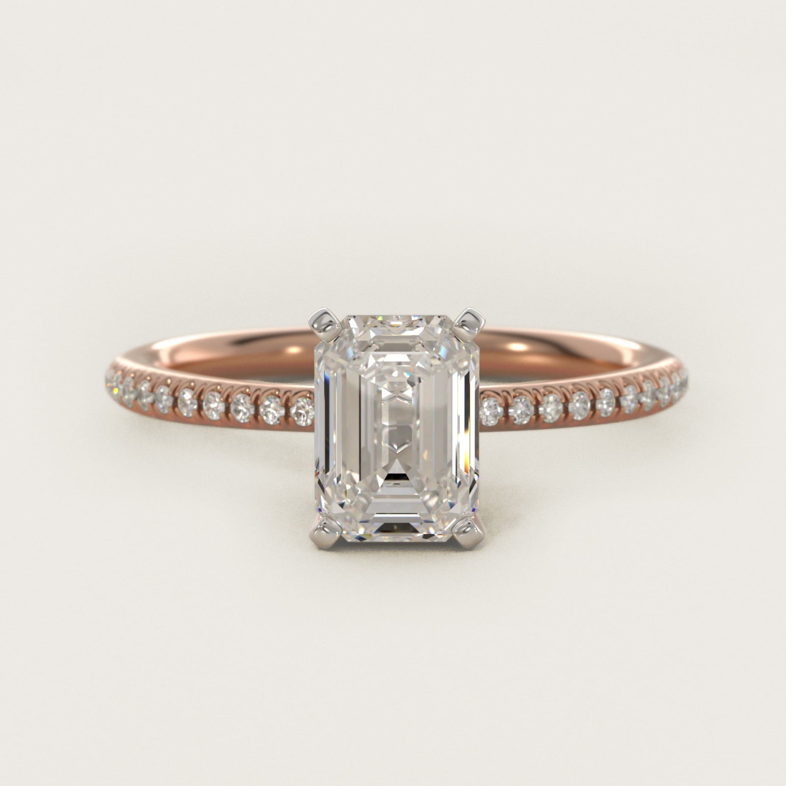 Petite MicropavŽ Diamond Engagement Ring in 14k Rose Gold (1/10 ct. tw.) - Emerald Center