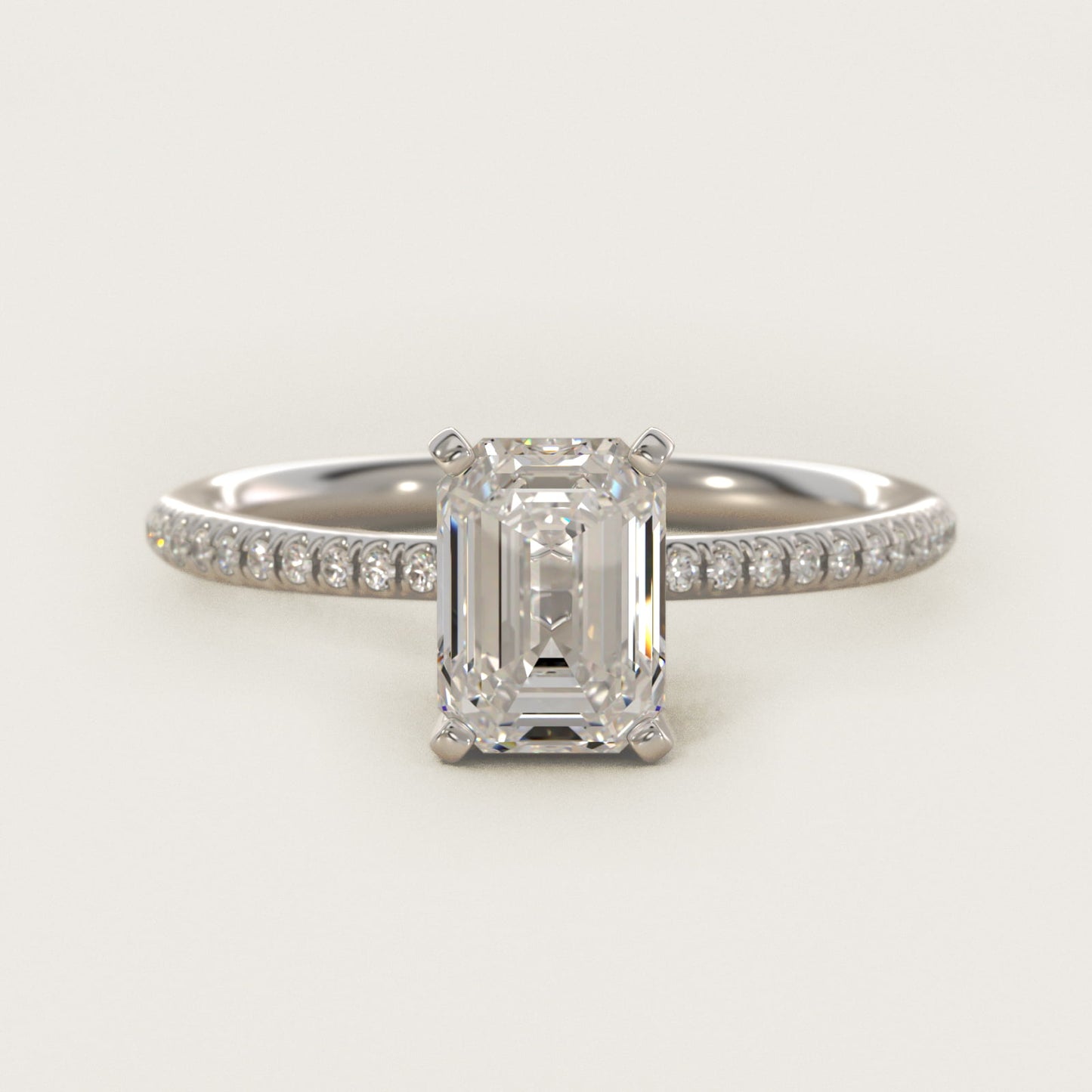Petite MicropavŽ Diamond Engagement Ring in 18k White Gold (1/10 ct. tw.) - Emerald Center