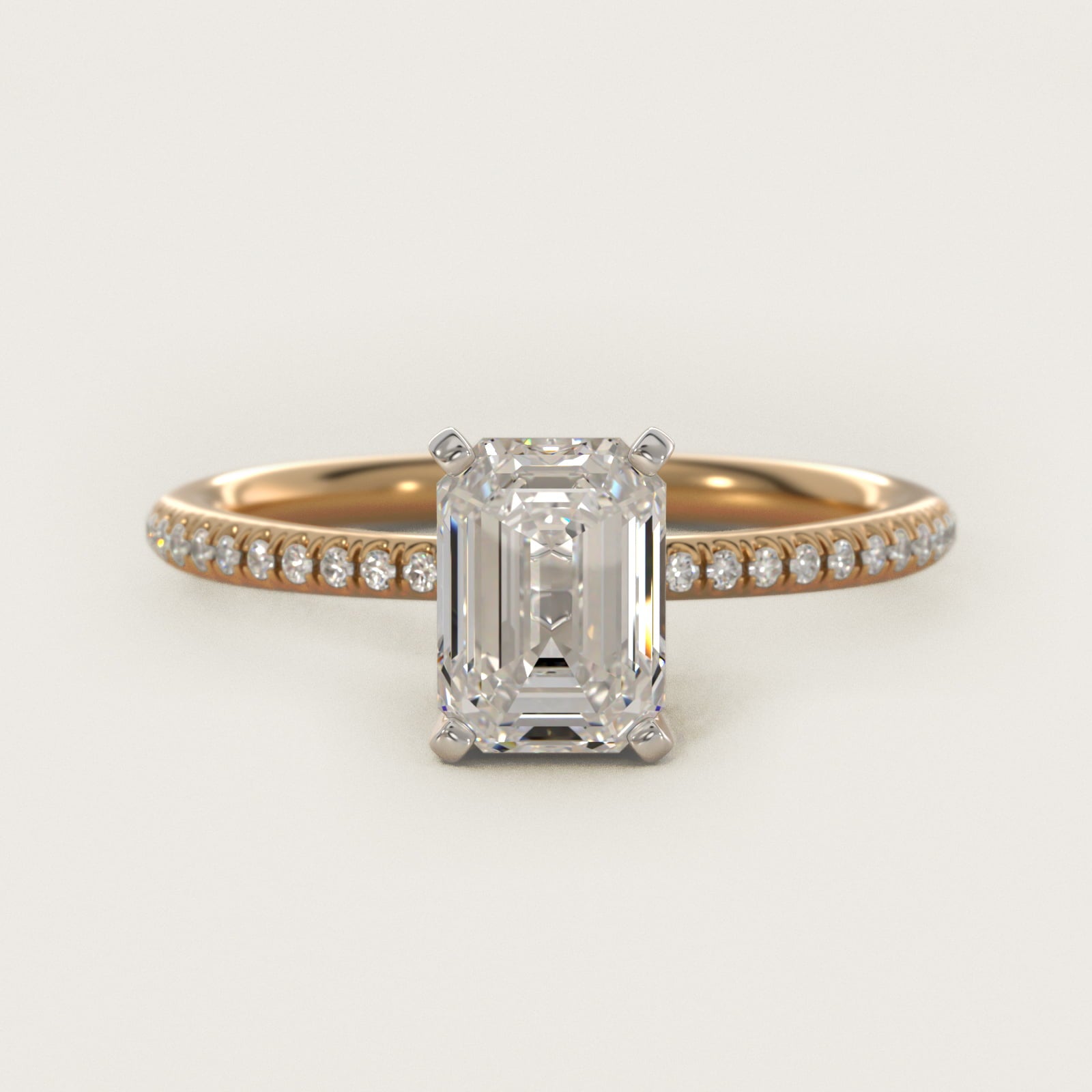 Petite MicropavŽ Diamond Engagement Ring in 14k Yellow Gold (1/10 ct. tw.) - Emerald Center