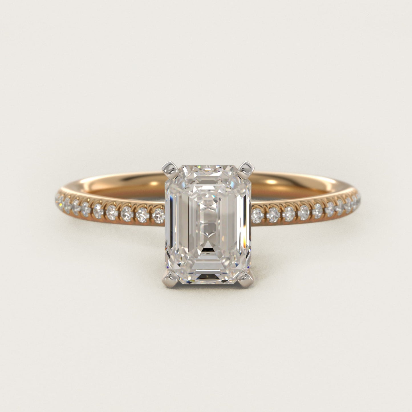 Petite MicropavŽ Diamond Engagement Ring in 18k Yellow Gold (1/10 ct. tw.) - Emerald Center