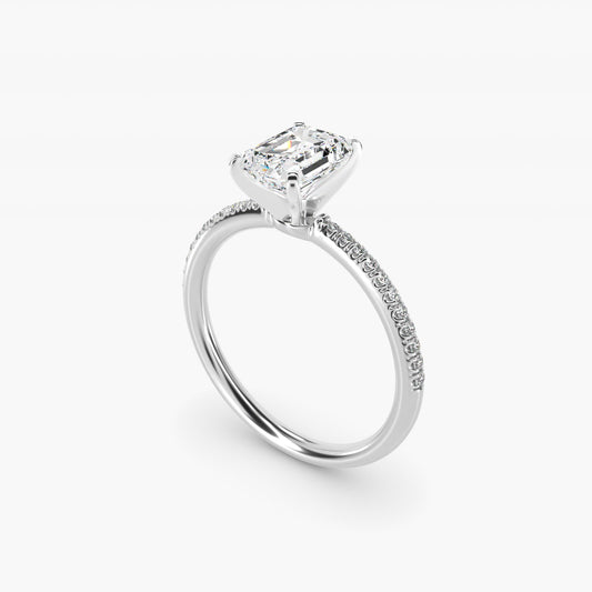 Petite MicropavŽ Diamond Engagement Ring in Platinum (1/10 ct. tw.) - Emerald Center