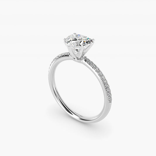 Petite MicropavŽ Diamond Engagement Ring in 14k White Gold (1/10 ct. tw.) - Heart Center