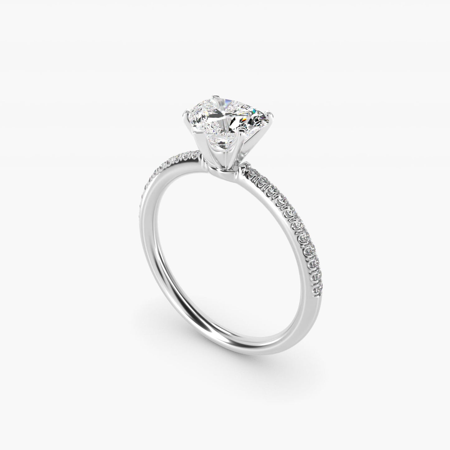 Petite MicropavŽ Diamond Engagement Ring in 18k White Gold (1/10 ct. tw.) - Heart Center