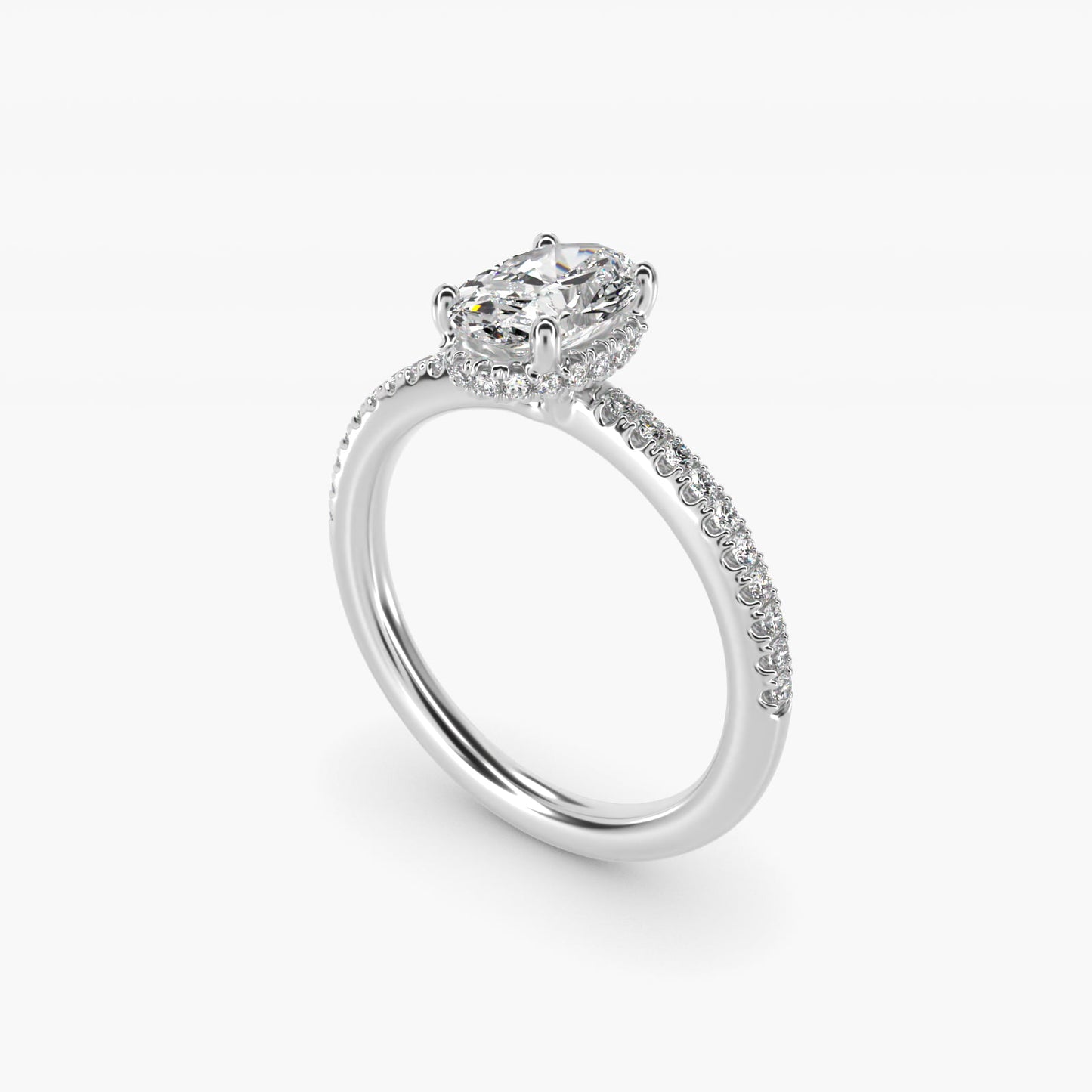 Petite MicropavŽ Hidden Halo Engagement Ring in Platinum (1/5 ct. tw.) - Oval Center